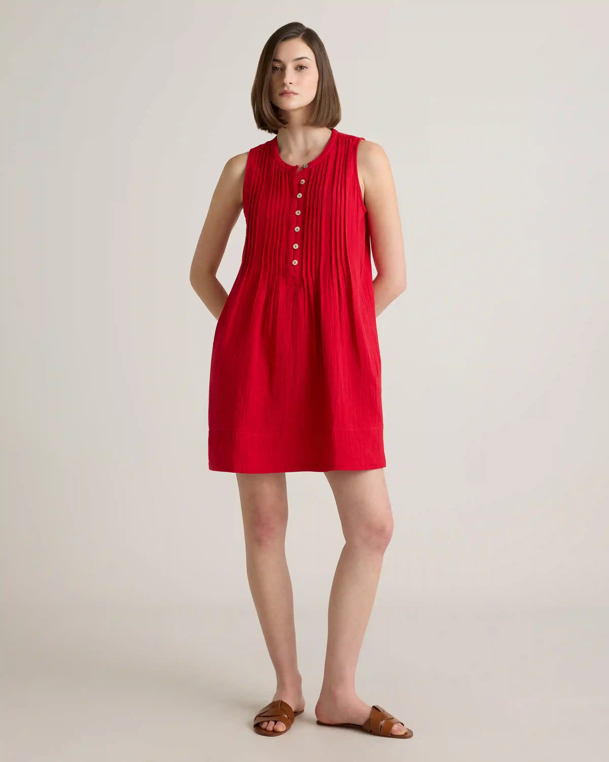 100% Organic Cotton Gauze Sleeveless Swing Dress