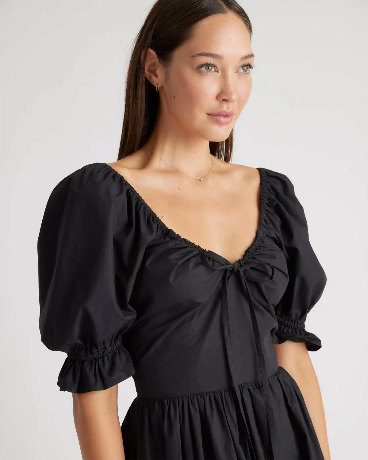 100% Organic Cotton Puff Sleeve Midi Dress