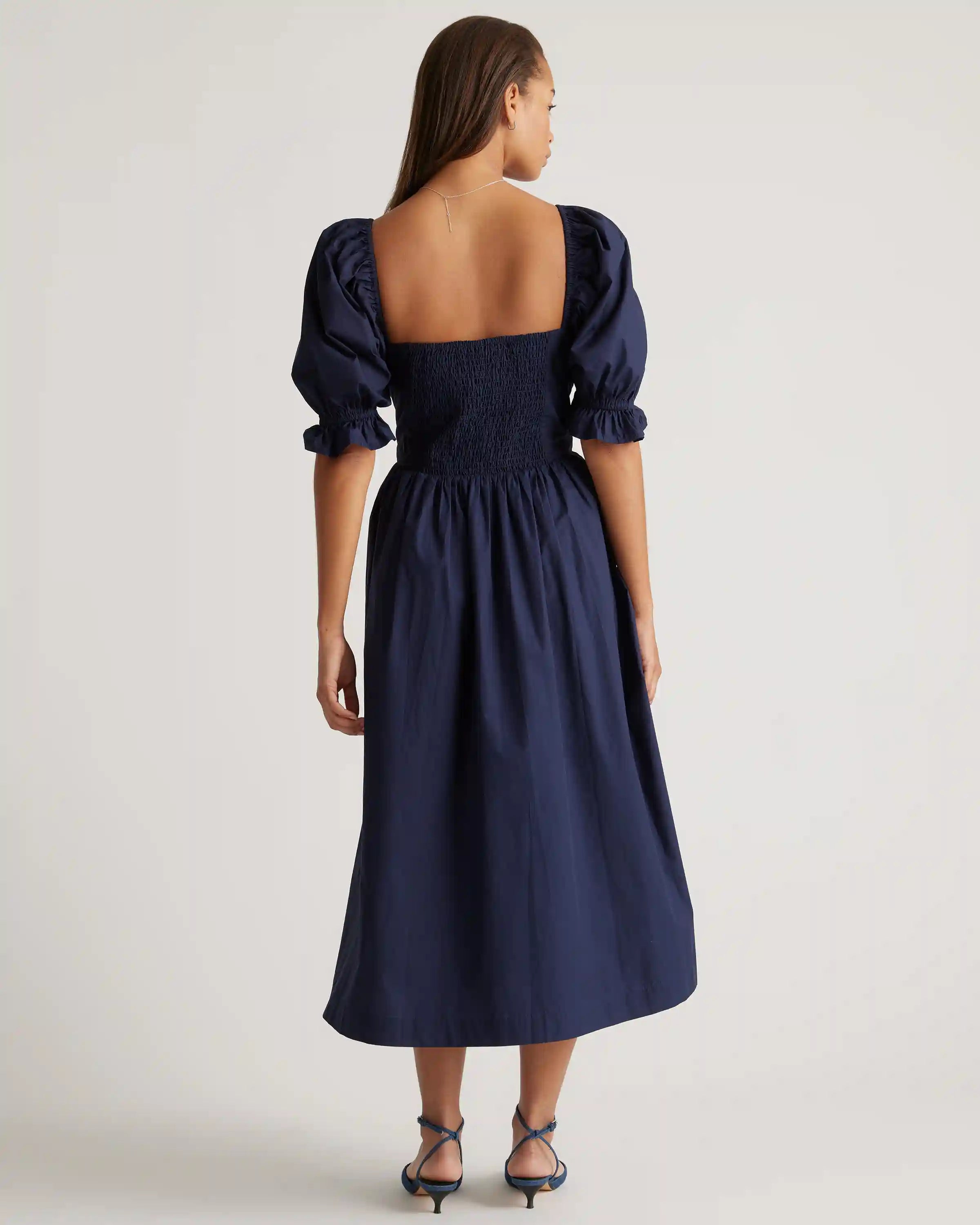 100% Organic Cotton Puff Sleeve Midi Dress