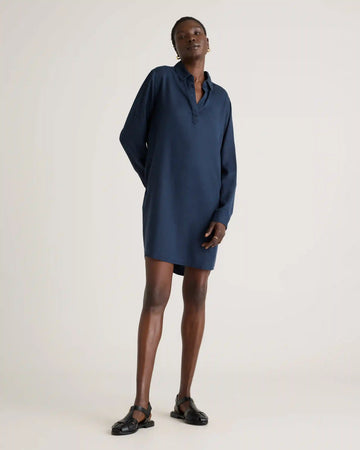 Vintage Wash Tencel Roll Sleeve Tunic Dress