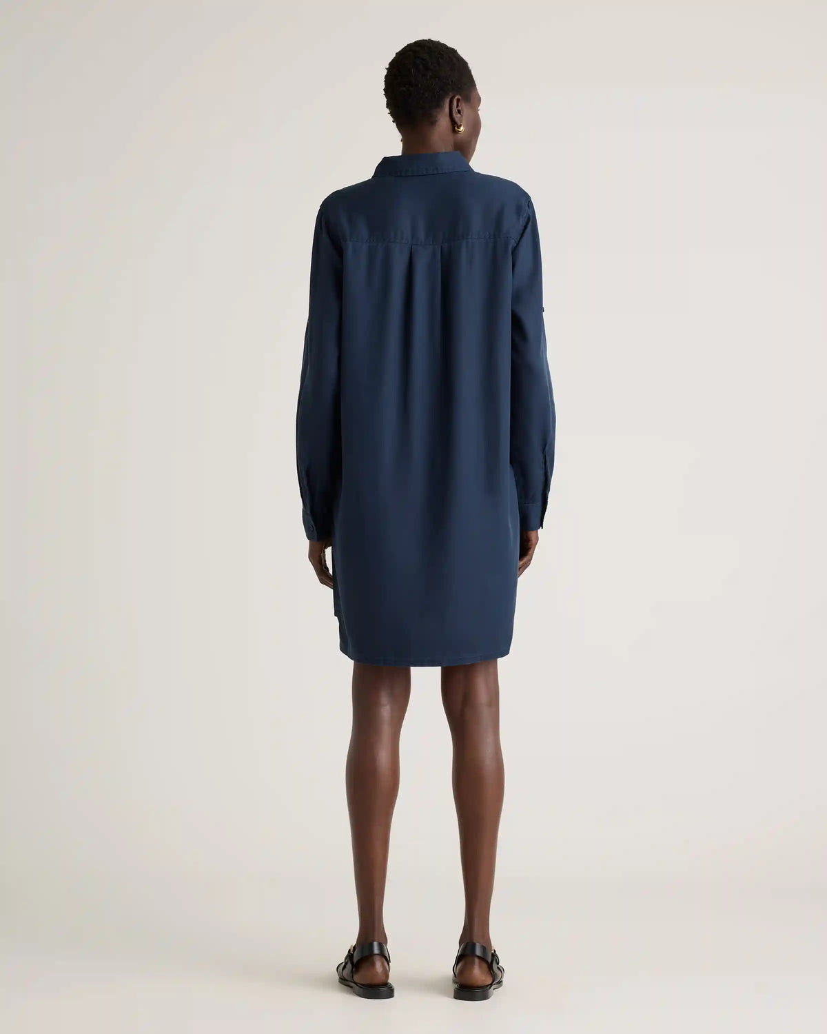 Vintage Wash Tencel Roll Sleeve Tunic Dress
