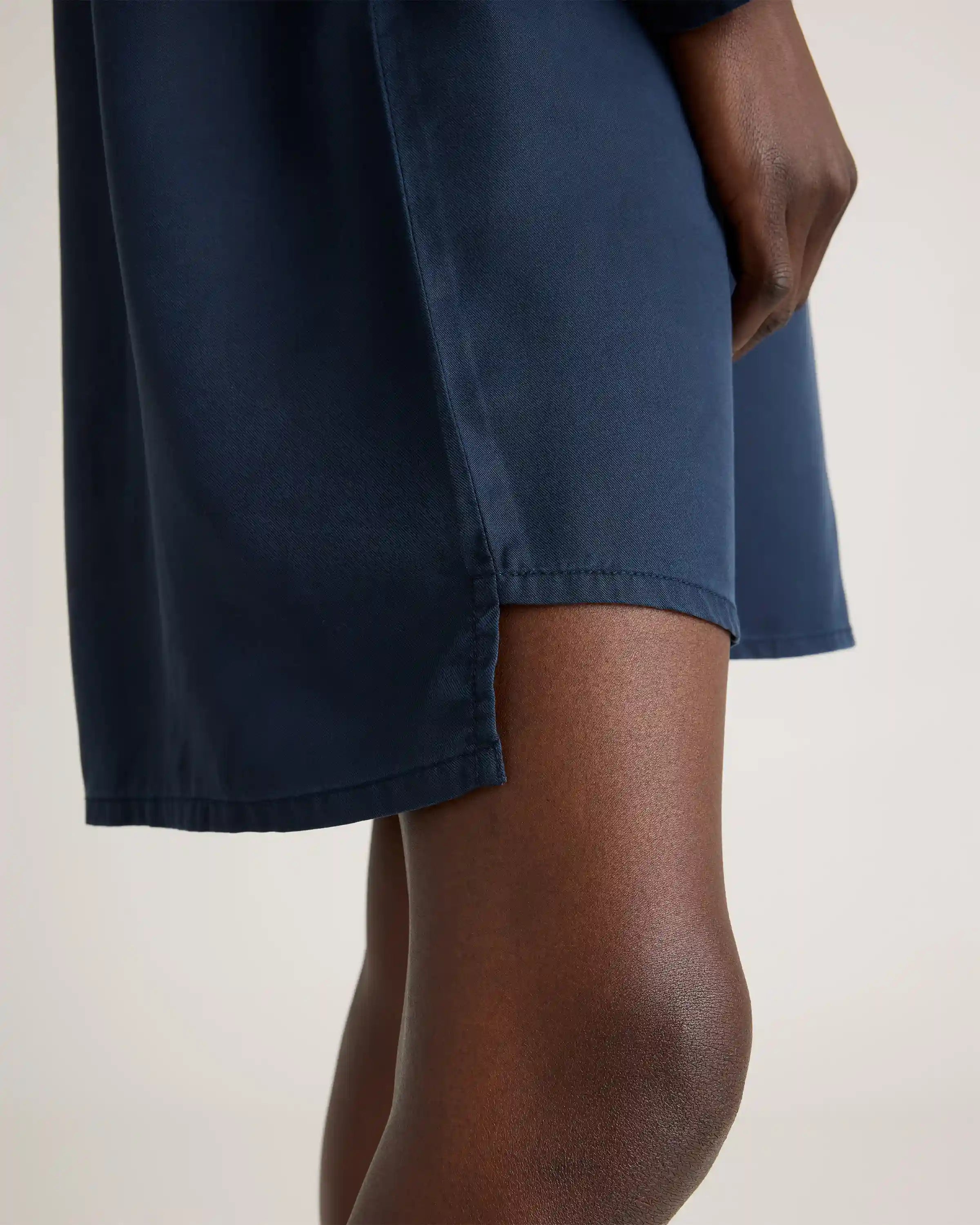 Vintage Wash Tencel Roll Sleeve Tunic Dress