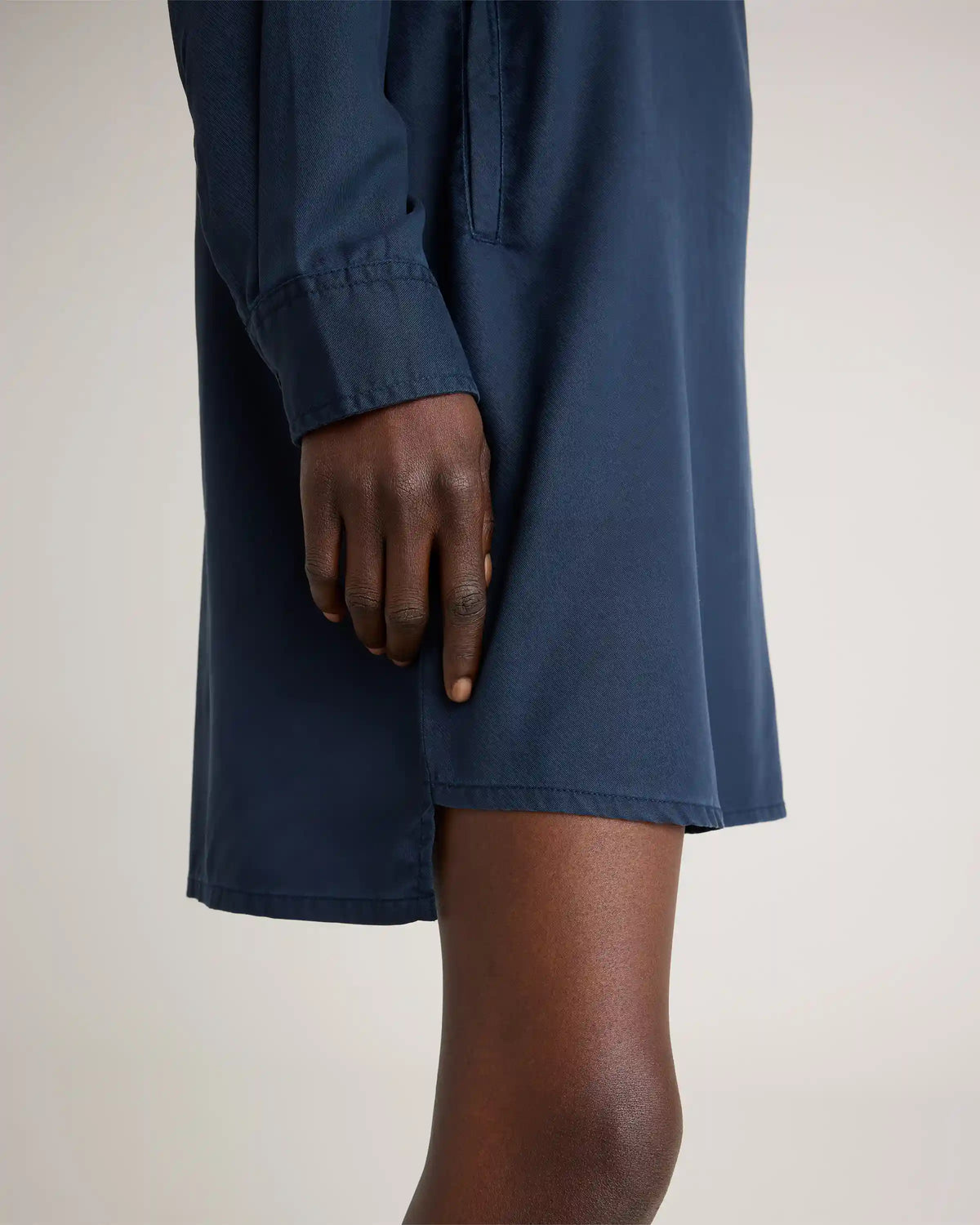 Vintage Wash Tencel Roll Sleeve Tunic Dress