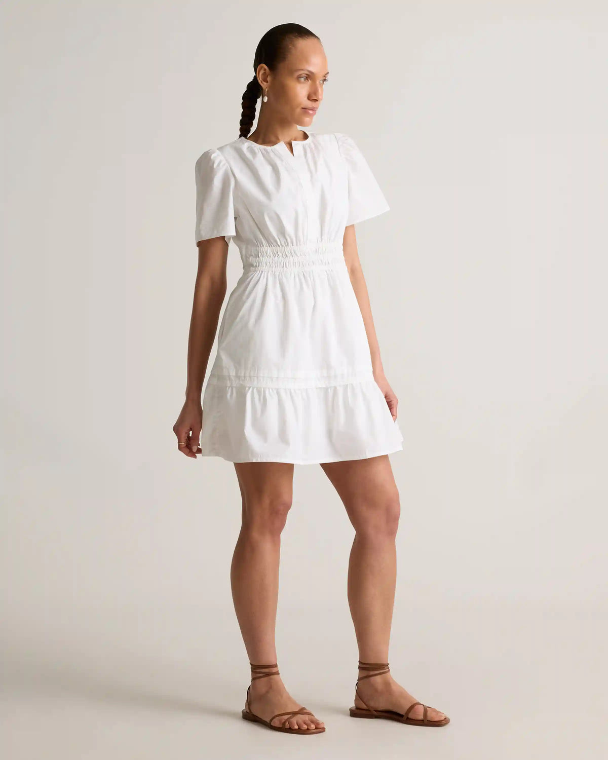 100% Organic Cotton Poplin Tiered Mini Dress