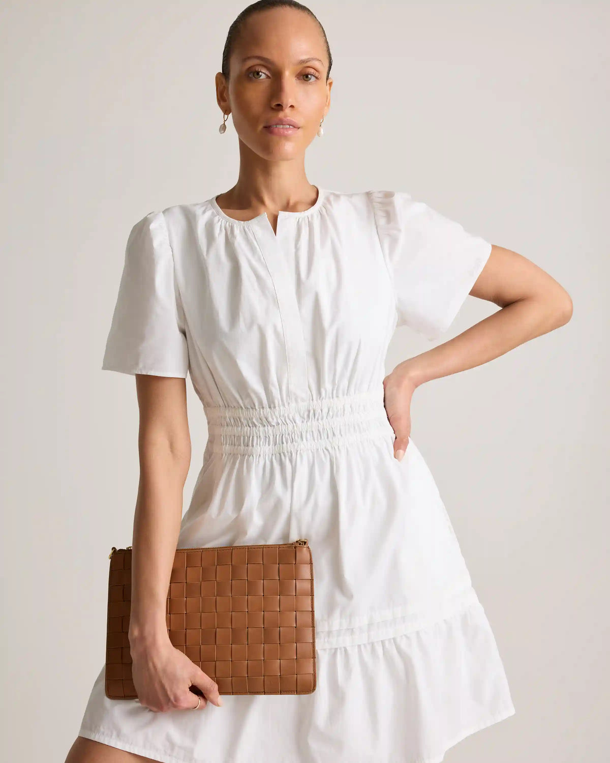 100% Organic Cotton Poplin Tiered Mini Dress