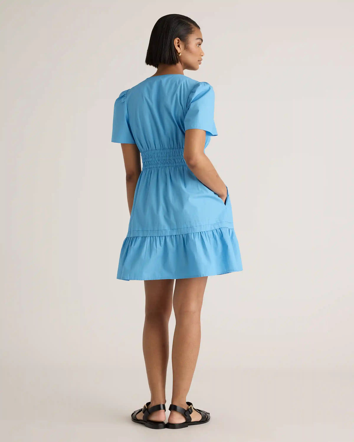 100% Organic Cotton Poplin Tiered Mini Dress