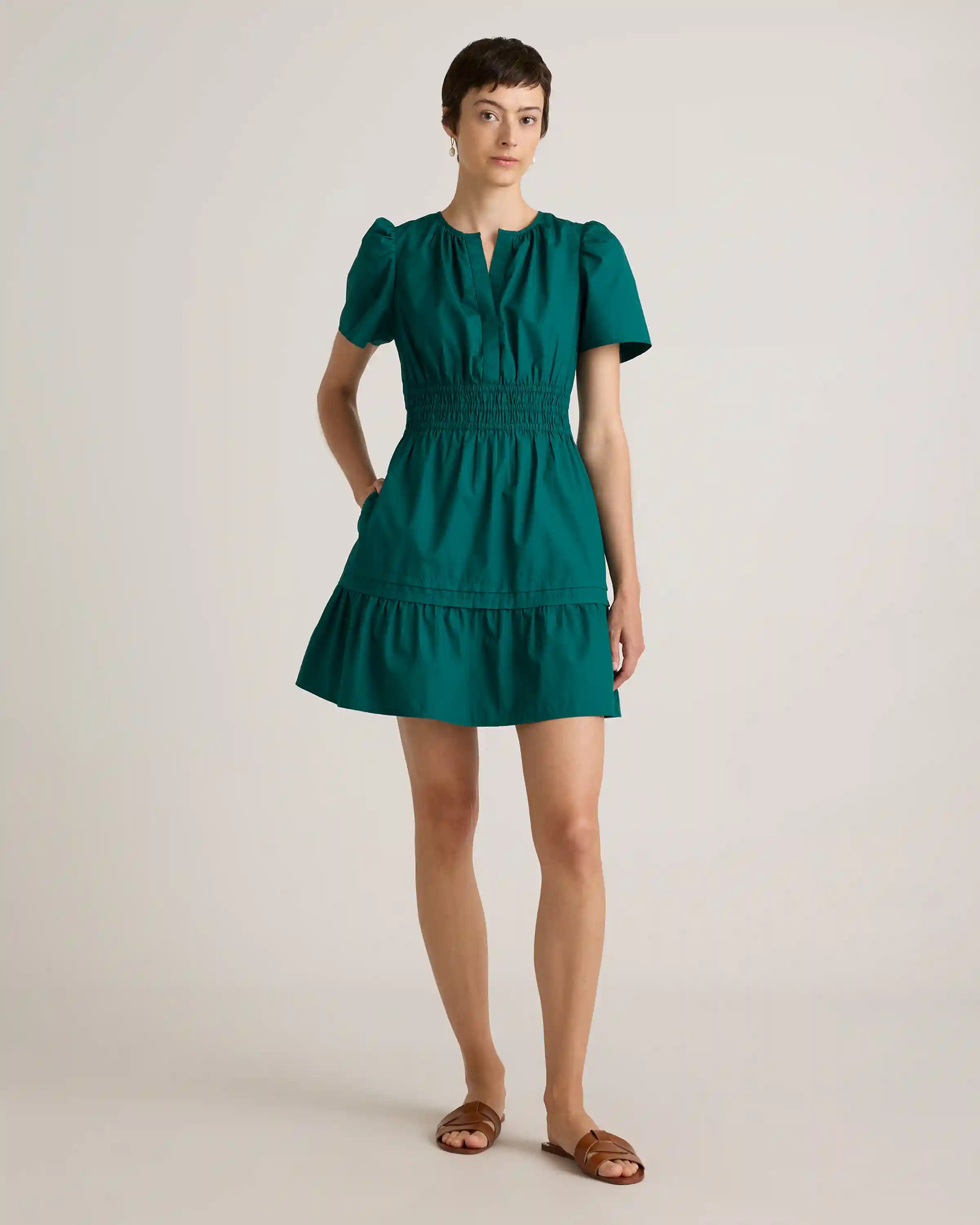 100% Organic Cotton Poplin Tiered Mini Dress