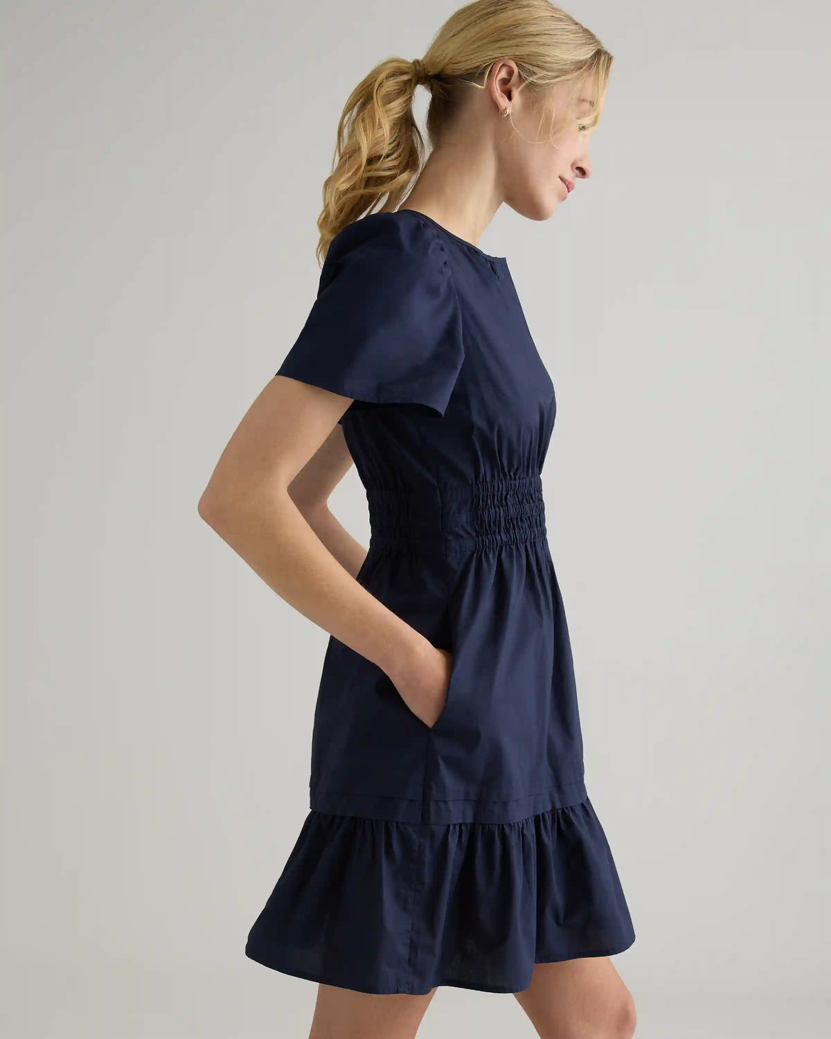 100% Organic Cotton Poplin Tiered Mini Dress