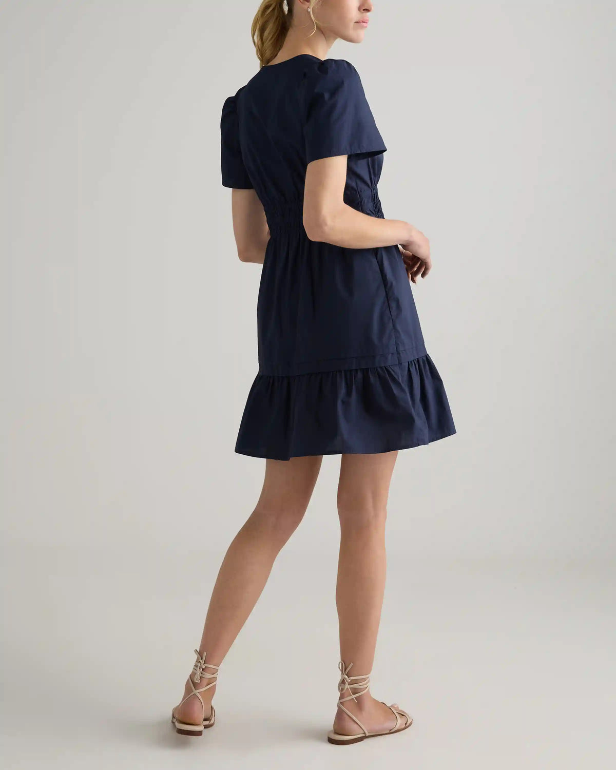 100% Organic Cotton Poplin Tiered Mini Dress