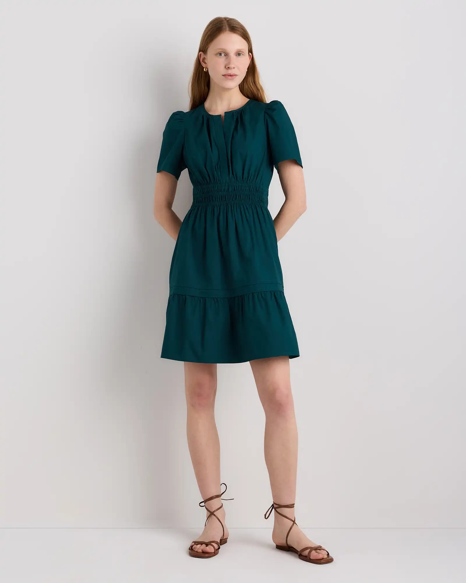 100% Organic Cotton Poplin Tiered Mini Dress