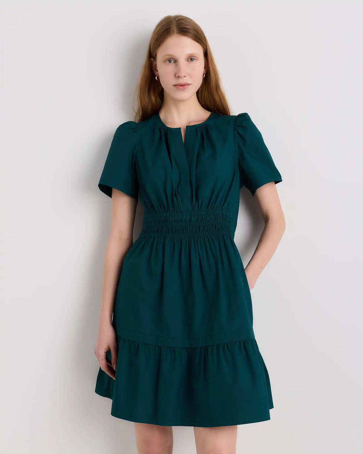 100% Organic Cotton Poplin Tiered Mini Dress