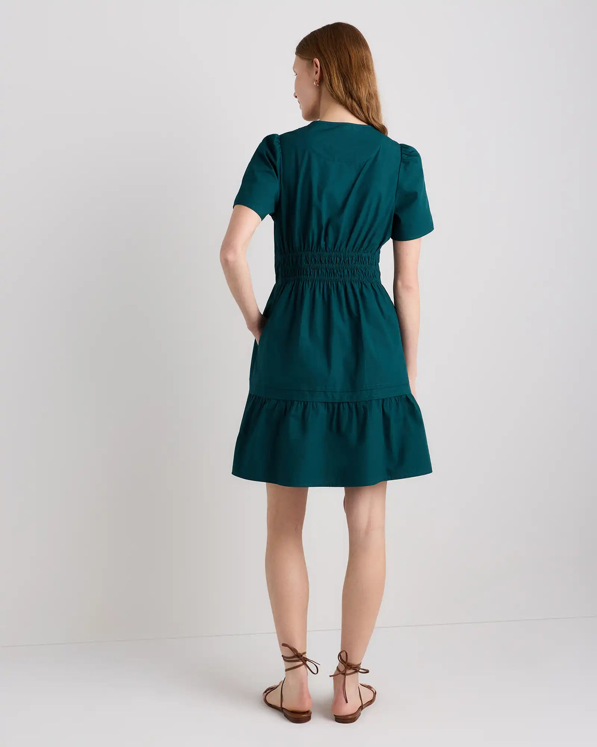 100% Organic Cotton Poplin Tiered Mini Dress