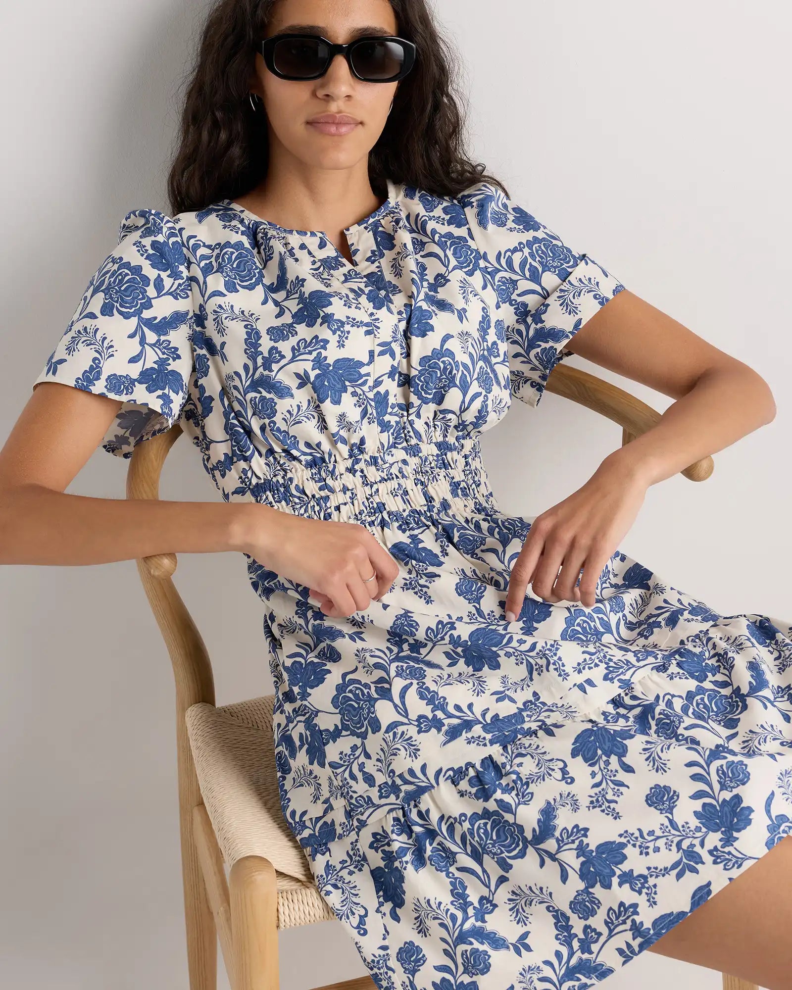 100% Organic Cotton Poplin Tiered Mini Dress