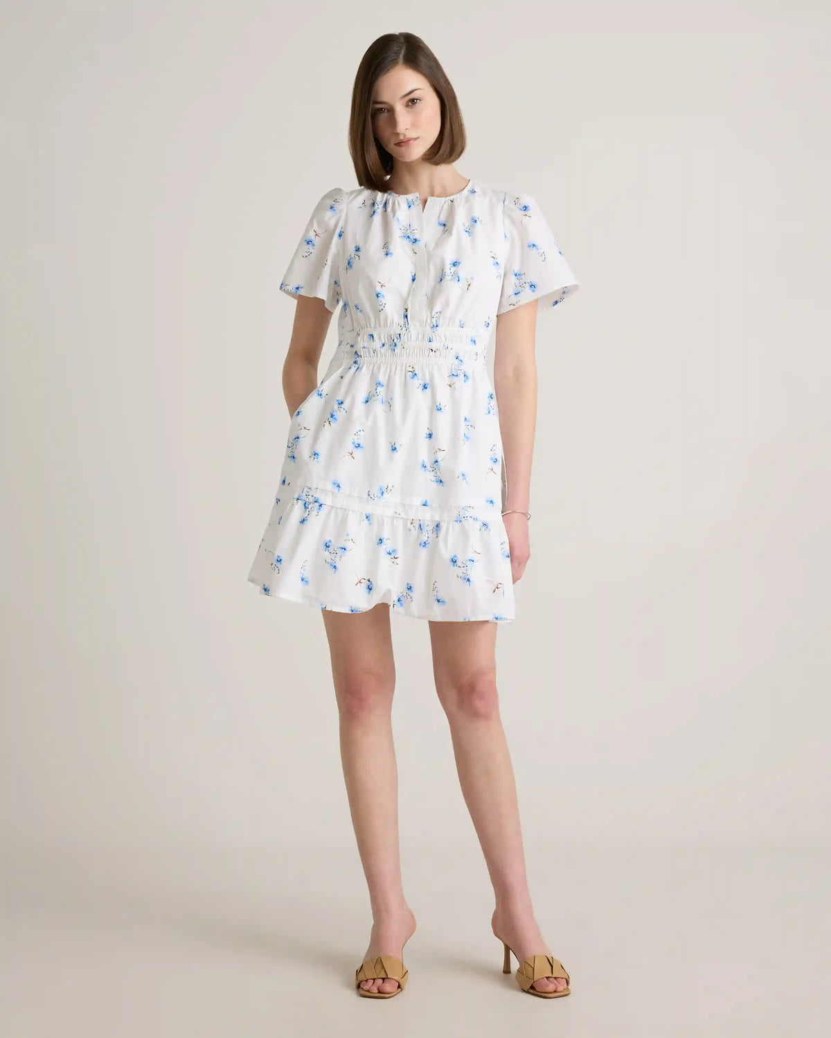 100% Organic Cotton Poplin Tiered Mini Dress