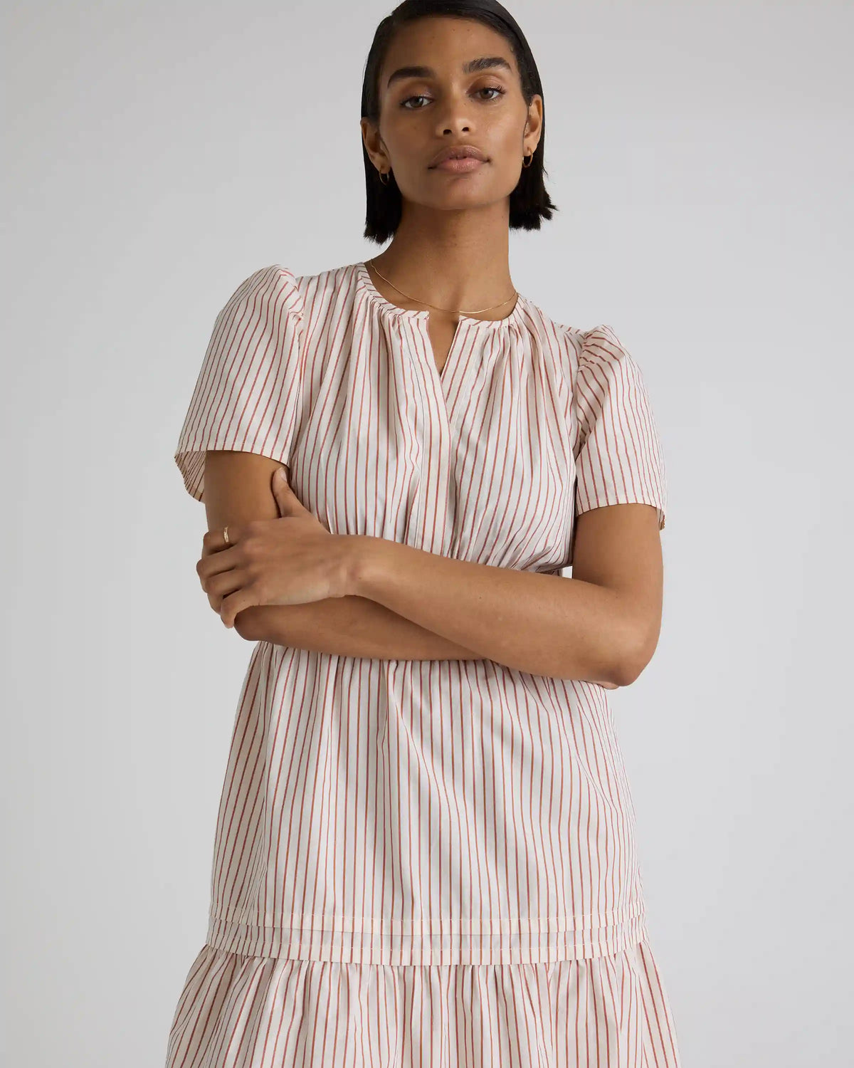 100% Organic Cotton Poplin Tiered Mini Dress