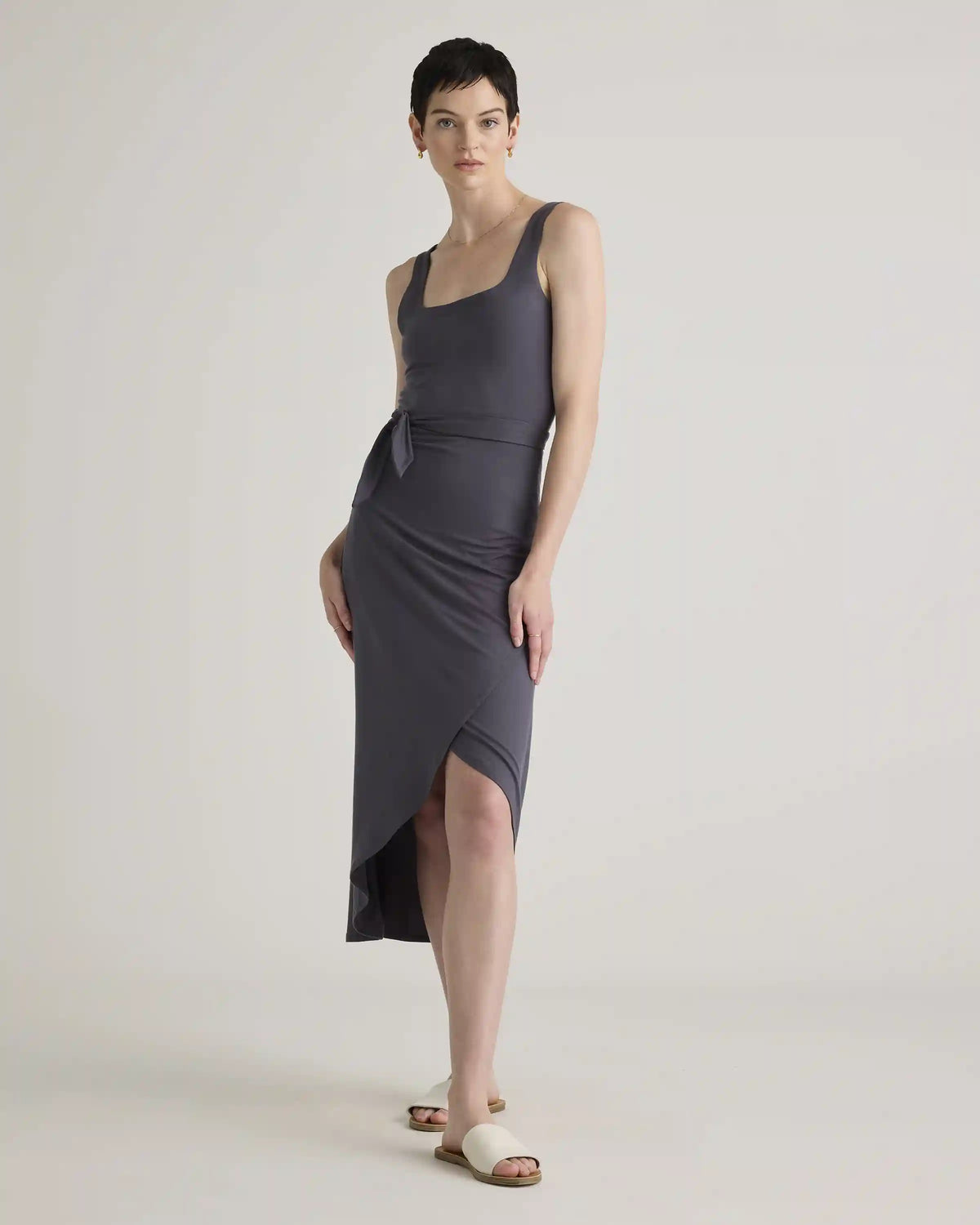 Tencel Jersey Side Tie Midi Dress