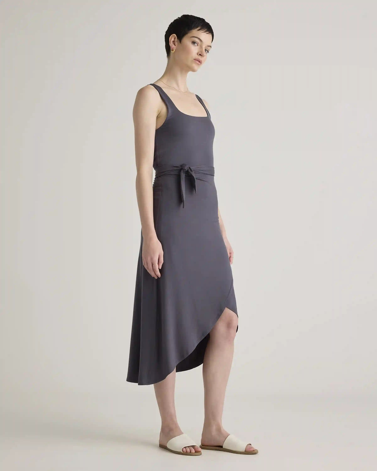 Tencel Jersey Side Tie Midi Dress