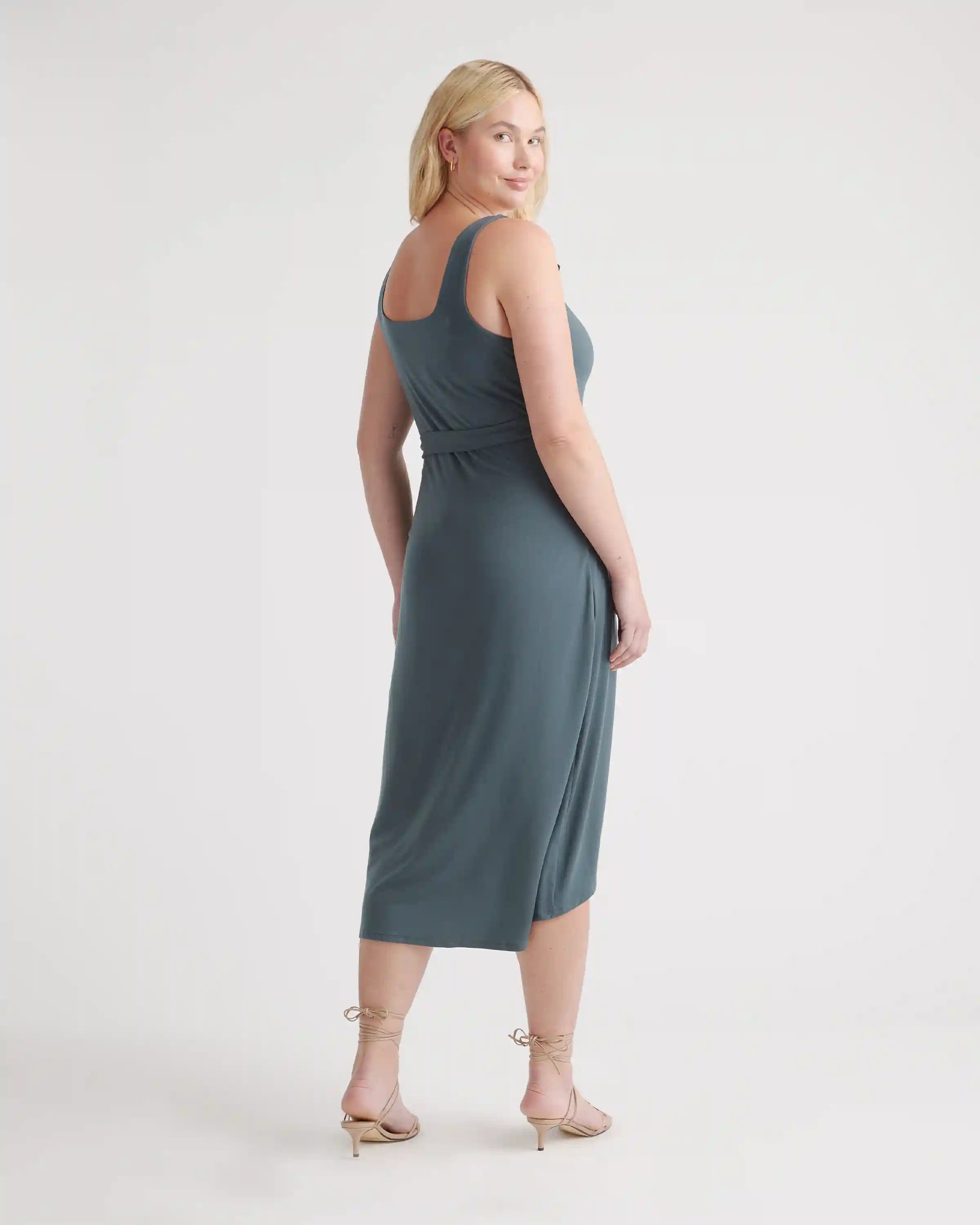 Tencel Jersey Side Tie Midi Dress