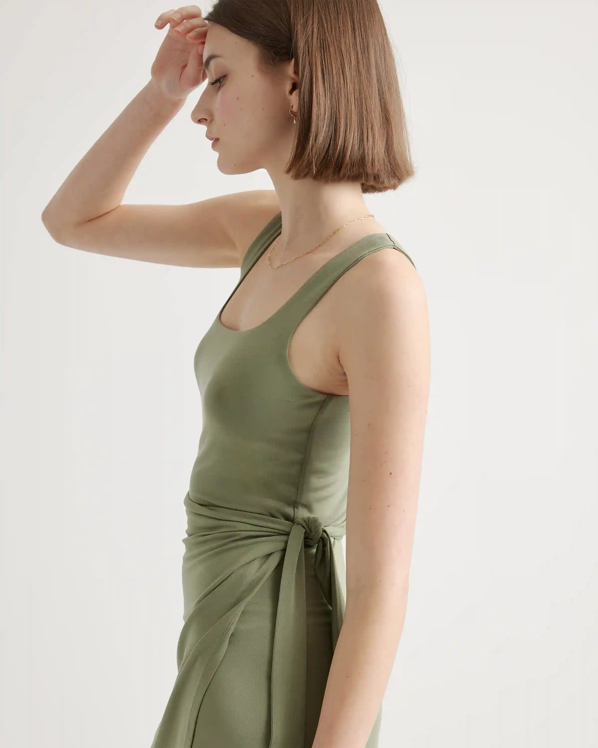 Tencel Jersey Side Tie Midi Dress