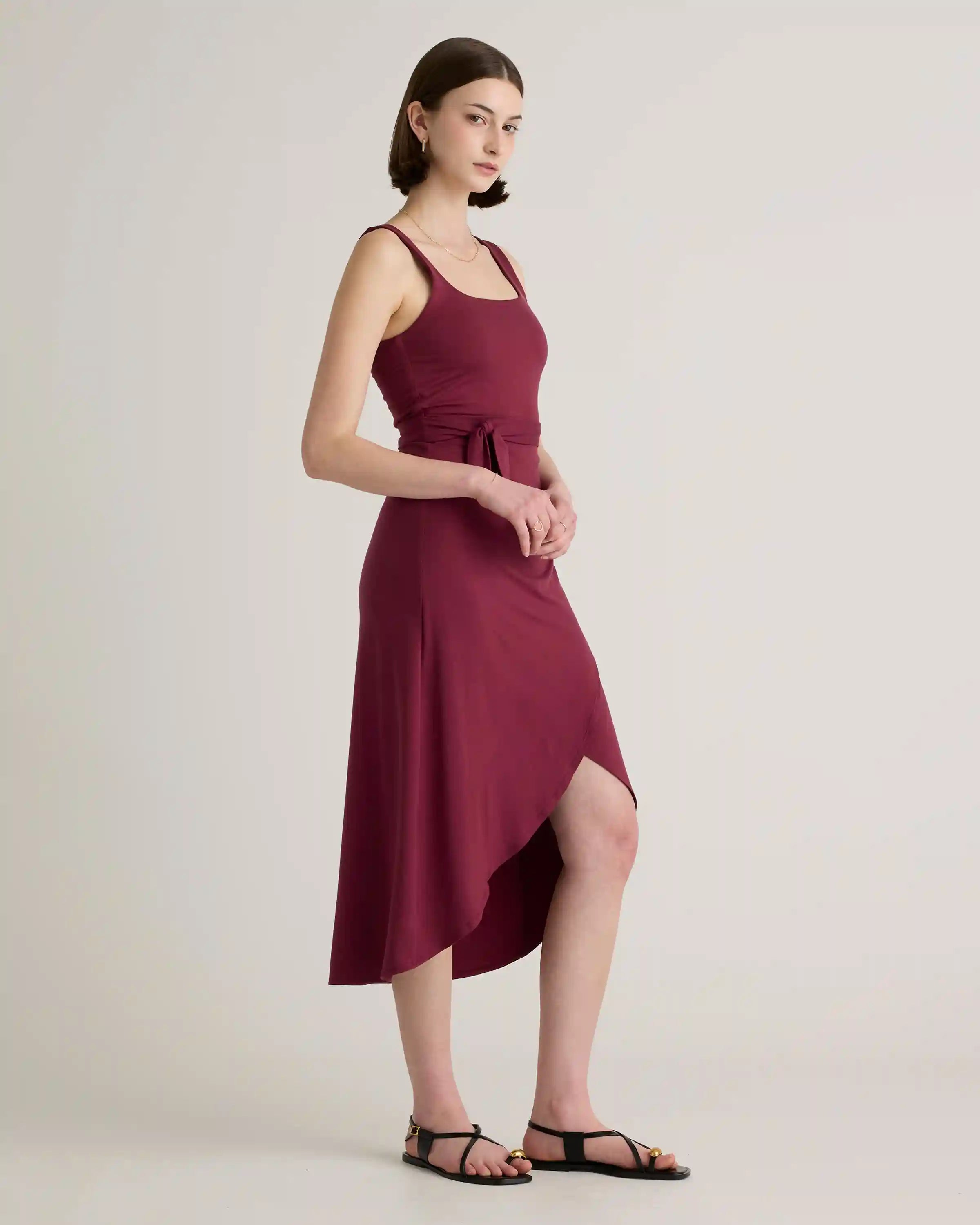 Tencel Jersey Side Tie Midi Dress