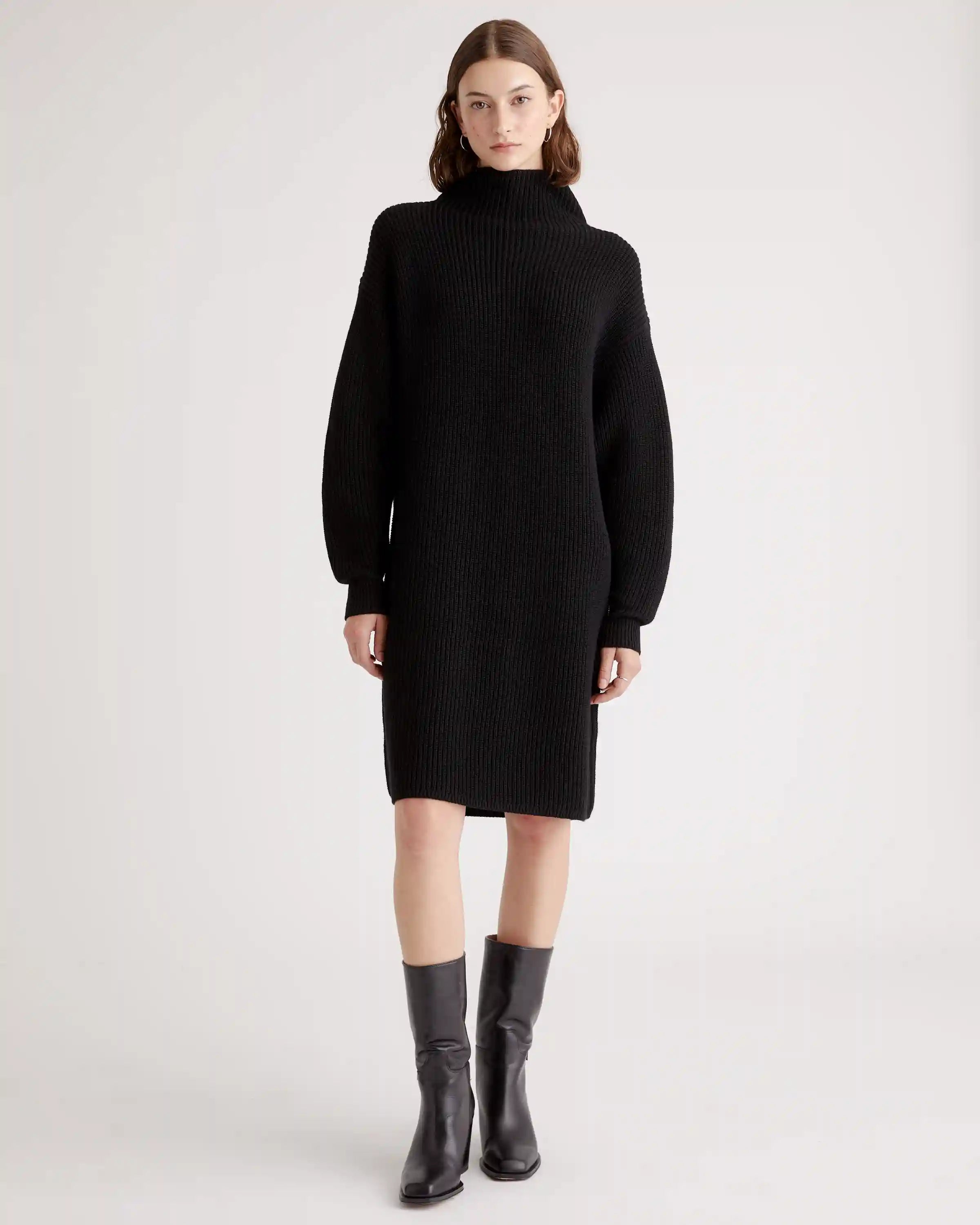 Australian Merino Wool Relaxed Turtleneck Sweater Dress