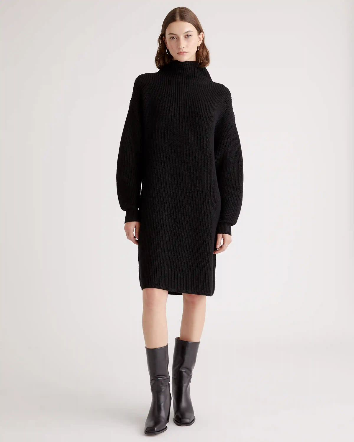 Australian Merino Wool Relaxed Turtleneck Sweater Dress