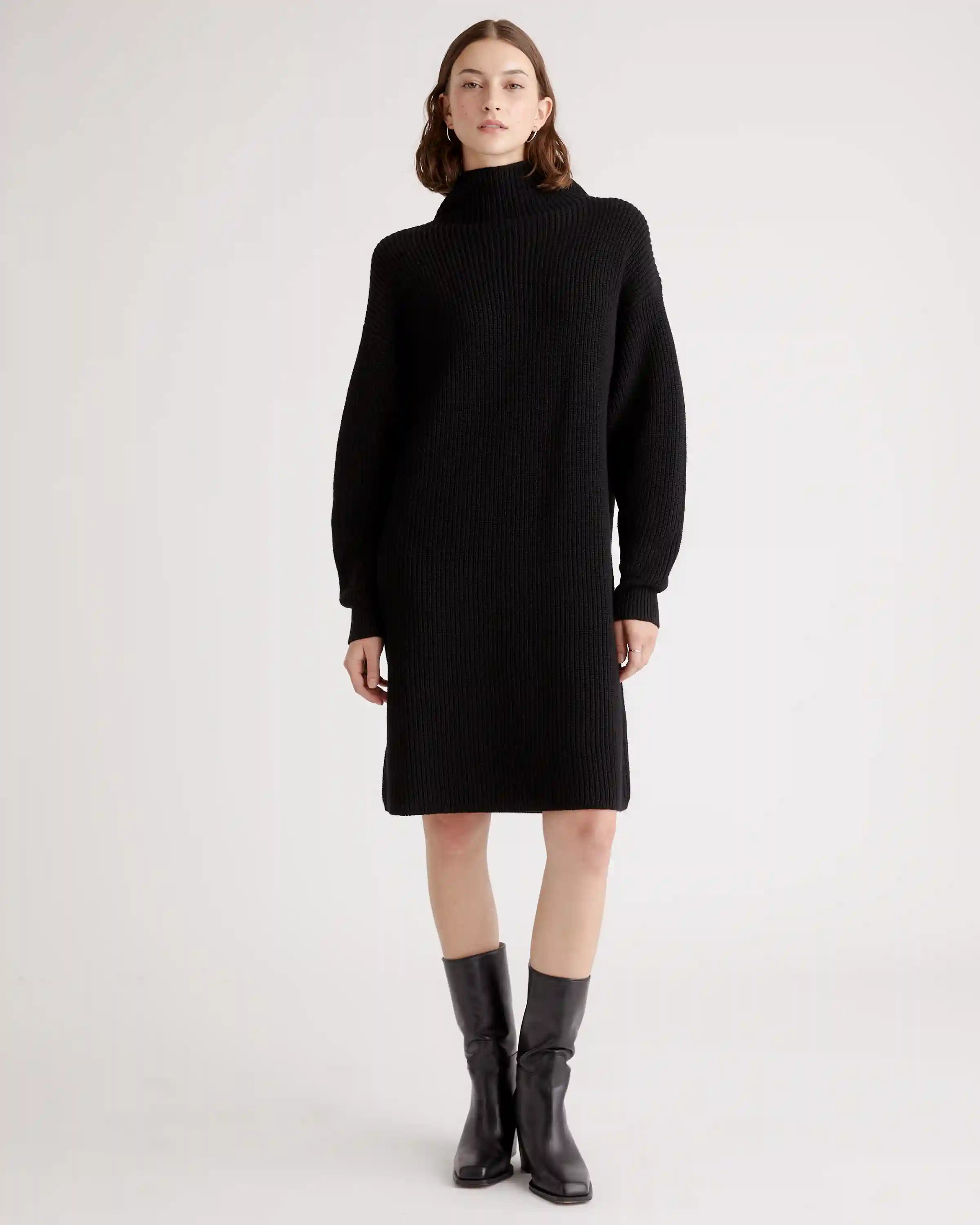 Australian Merino Wool Relaxed Turtleneck Sweater Dress
