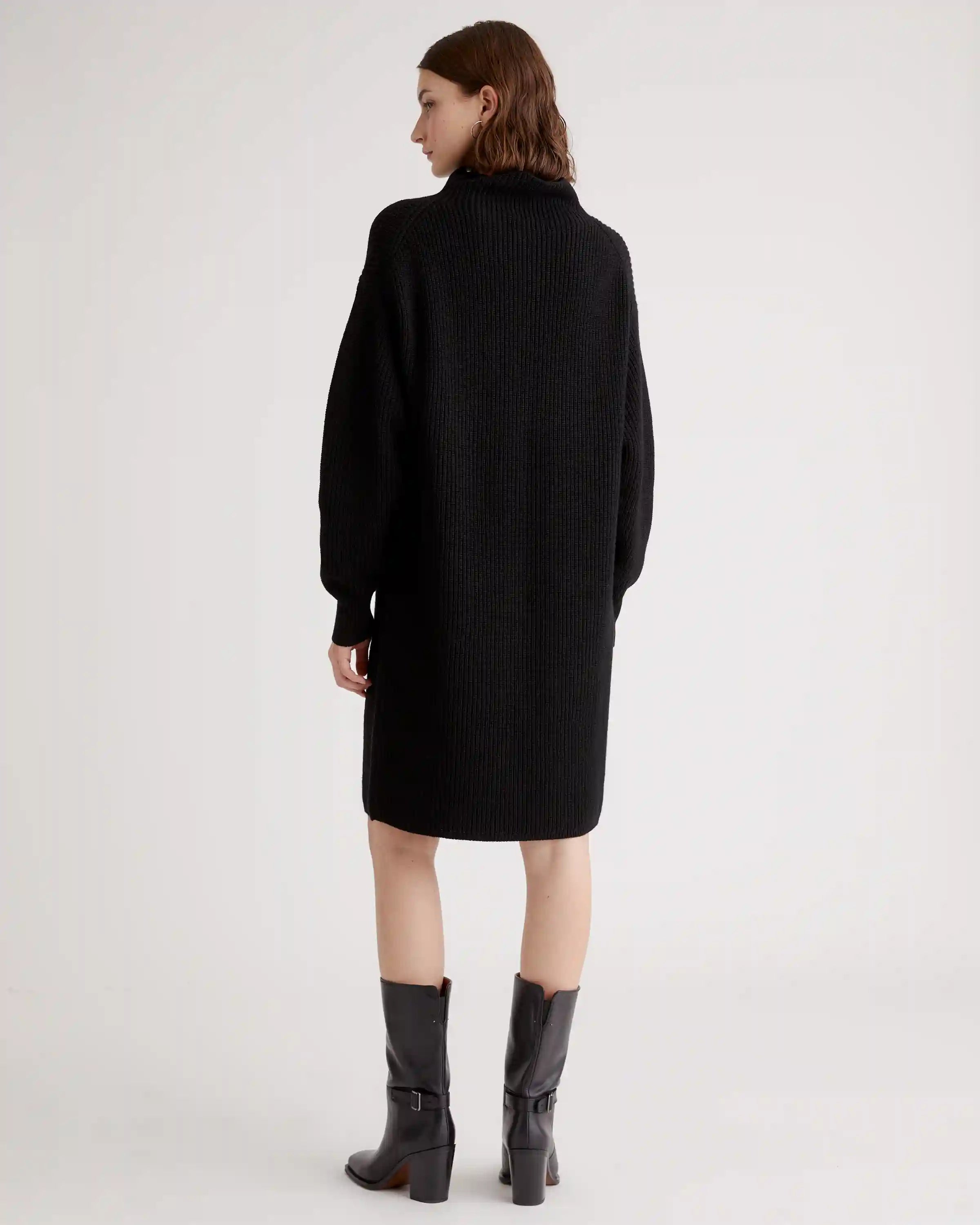 Australian Merino Wool Relaxed Turtleneck Sweater Dress