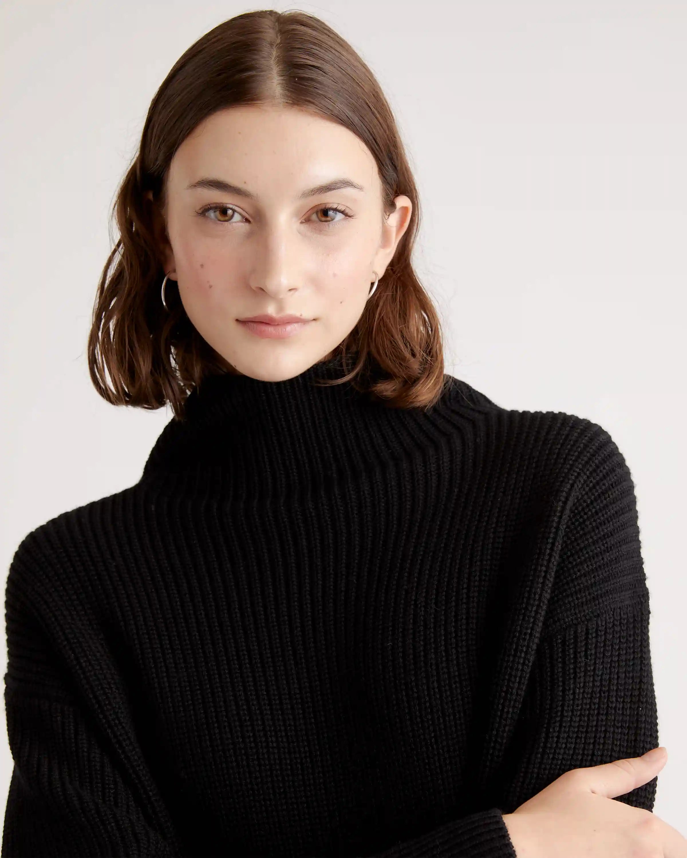 Australian Merino Wool Relaxed Turtleneck Sweater Dress