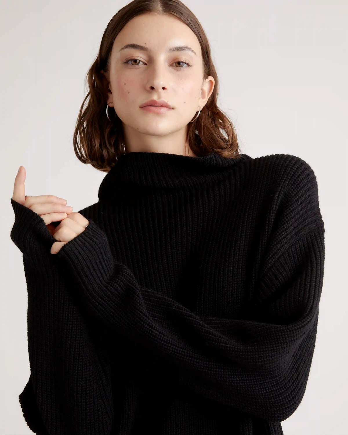 Australian Merino Wool Relaxed Turtleneck Sweater Dress