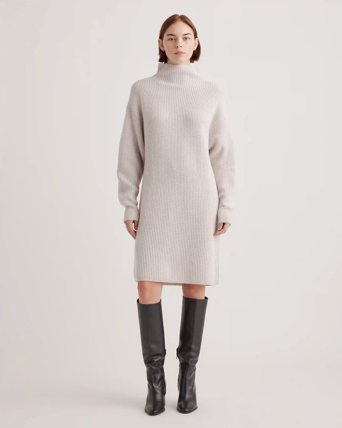 Australian Merino Wool Relaxed Turtleneck Sweater Dress