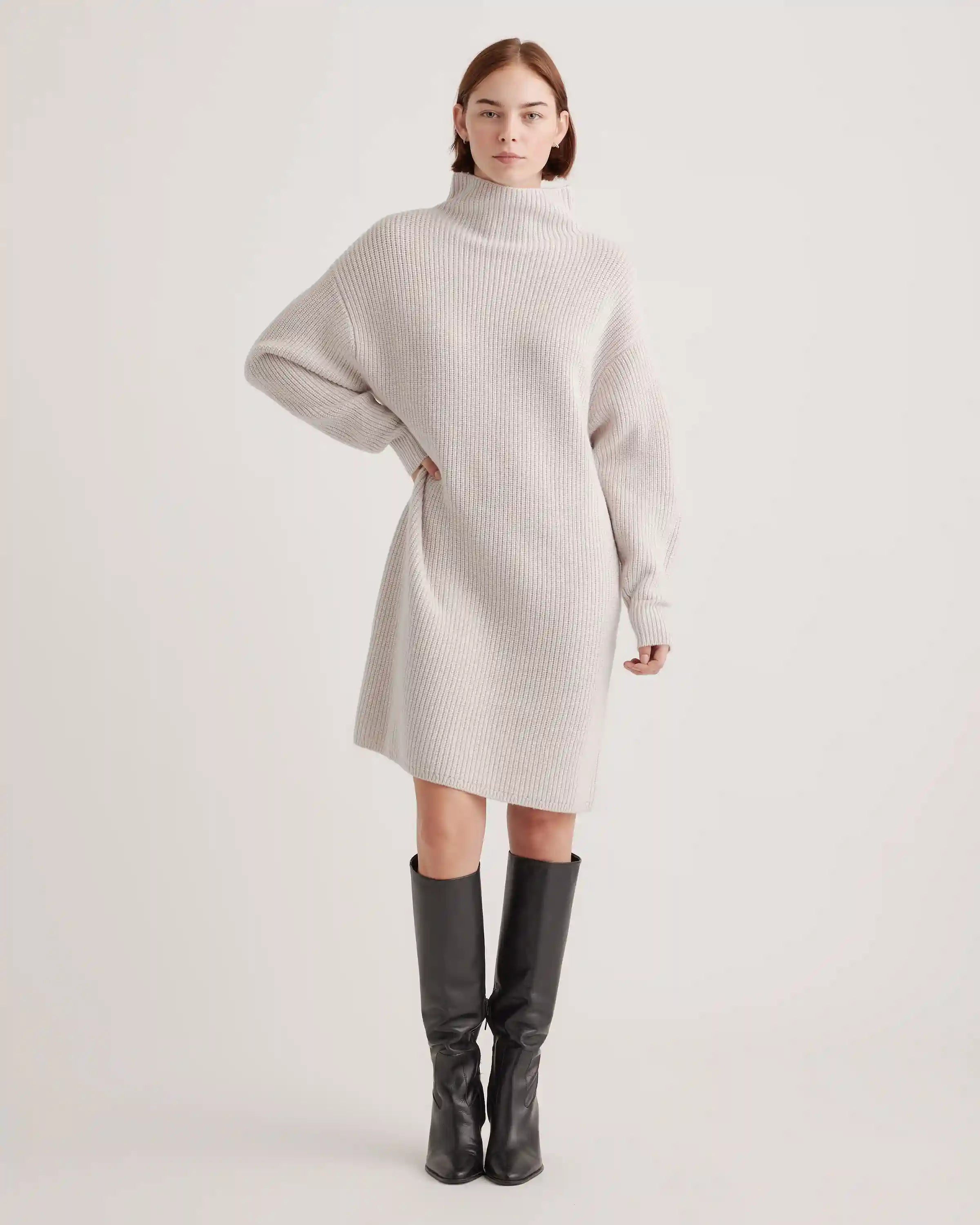 Australian Merino Wool Relaxed Turtleneck Sweater Dress