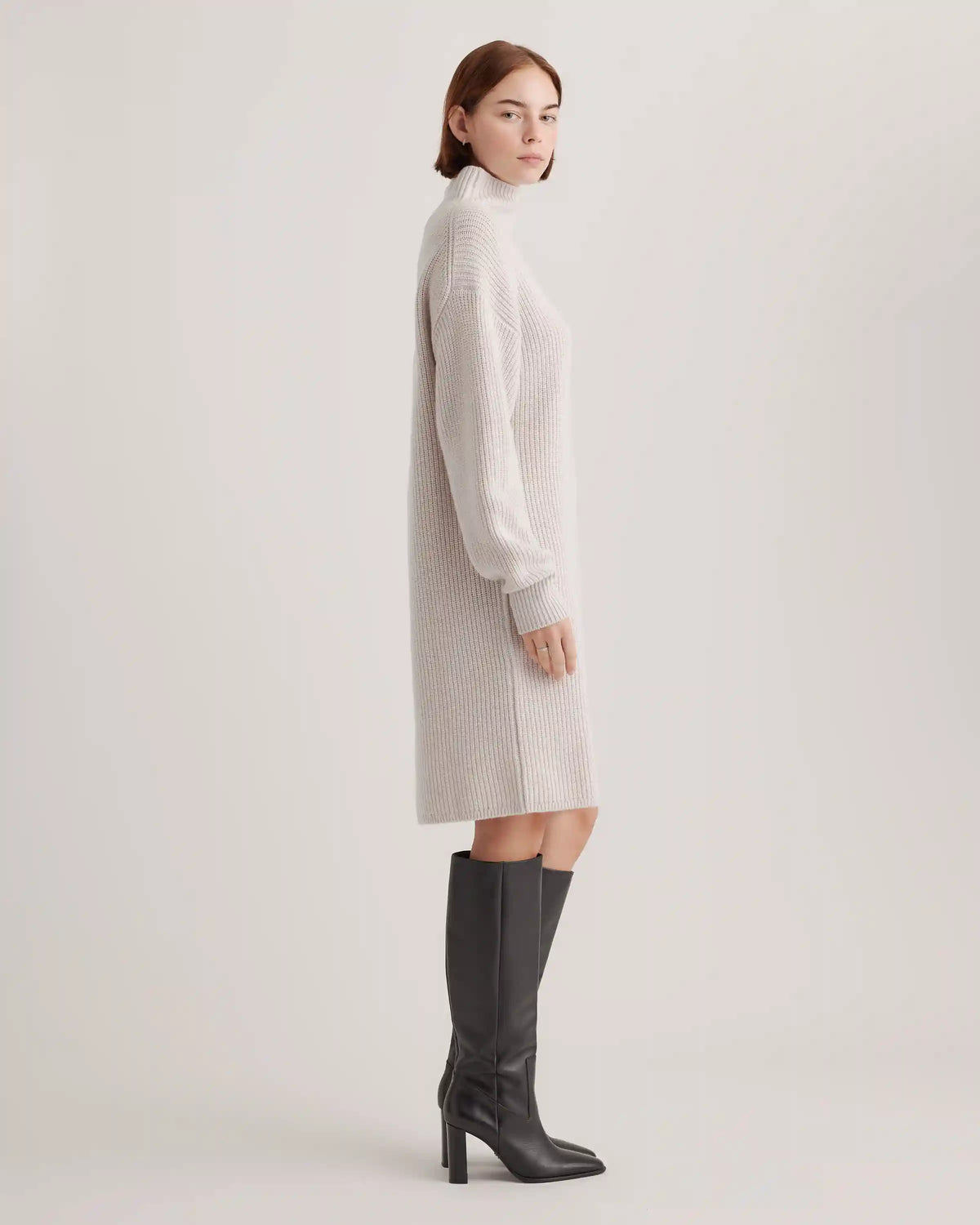 Australian Merino Wool Relaxed Turtleneck Sweater Dress