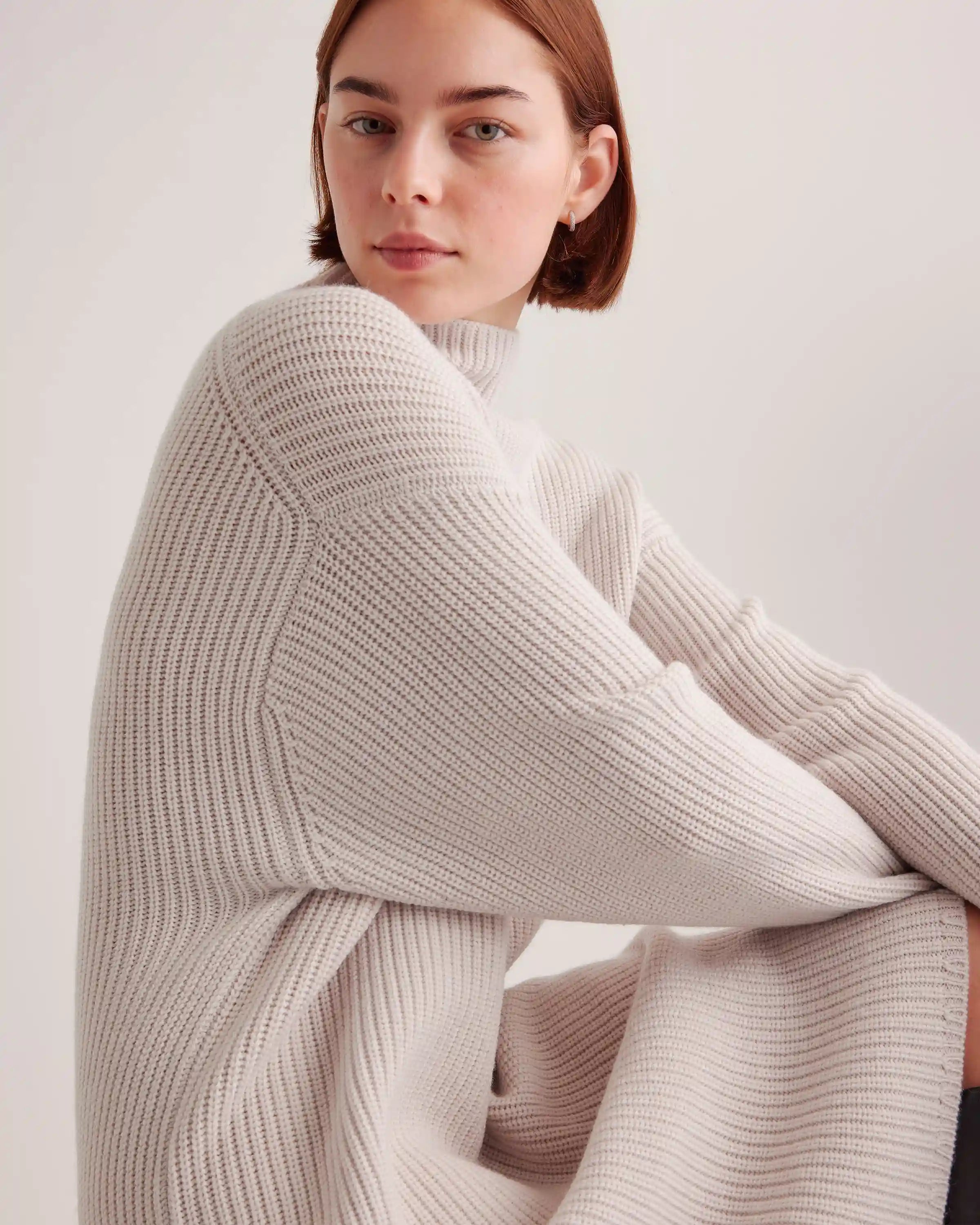 Australian Merino Wool Relaxed Turtleneck Sweater Dress