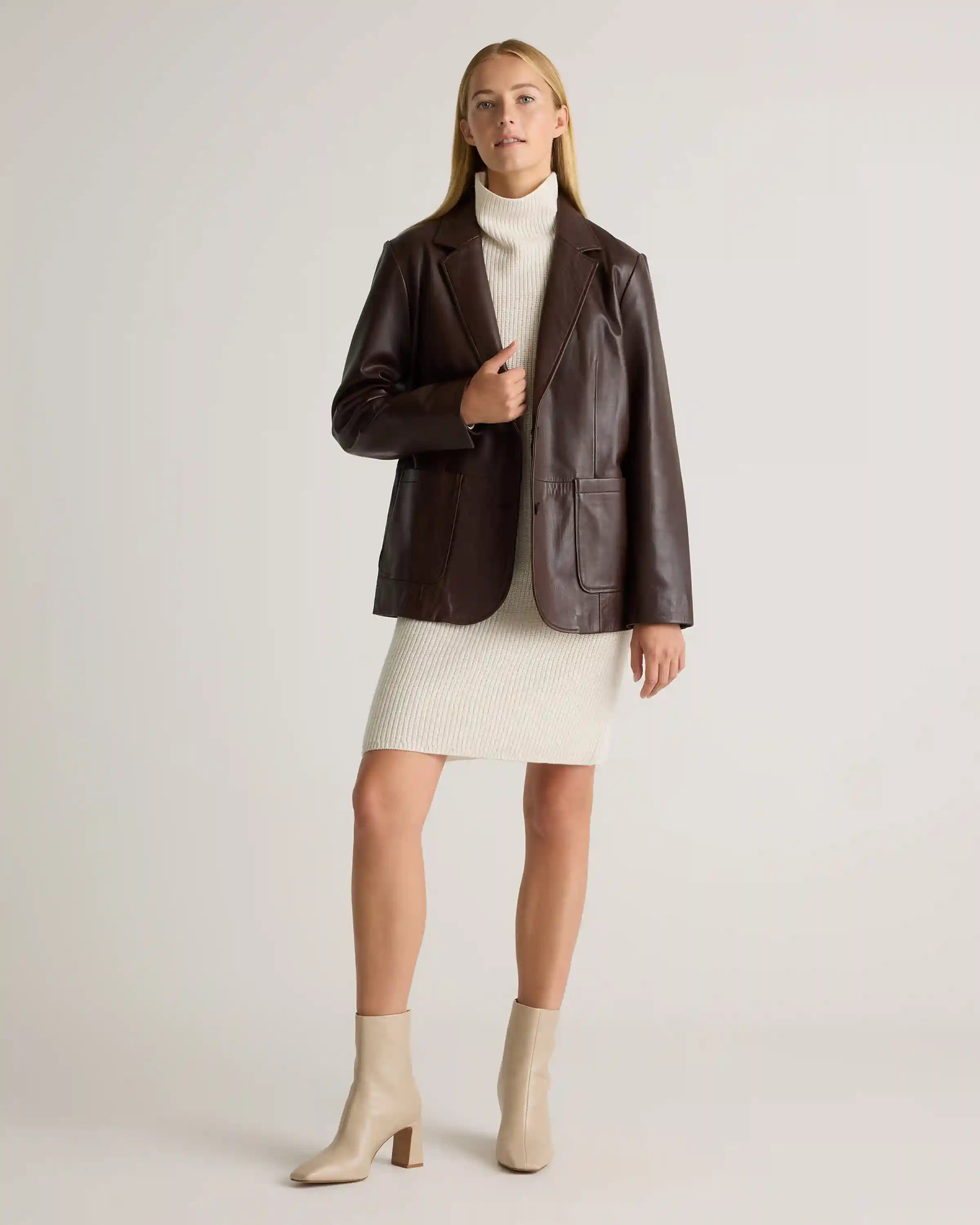 Australian Merino Wool Relaxed Turtleneck Sweater Dress