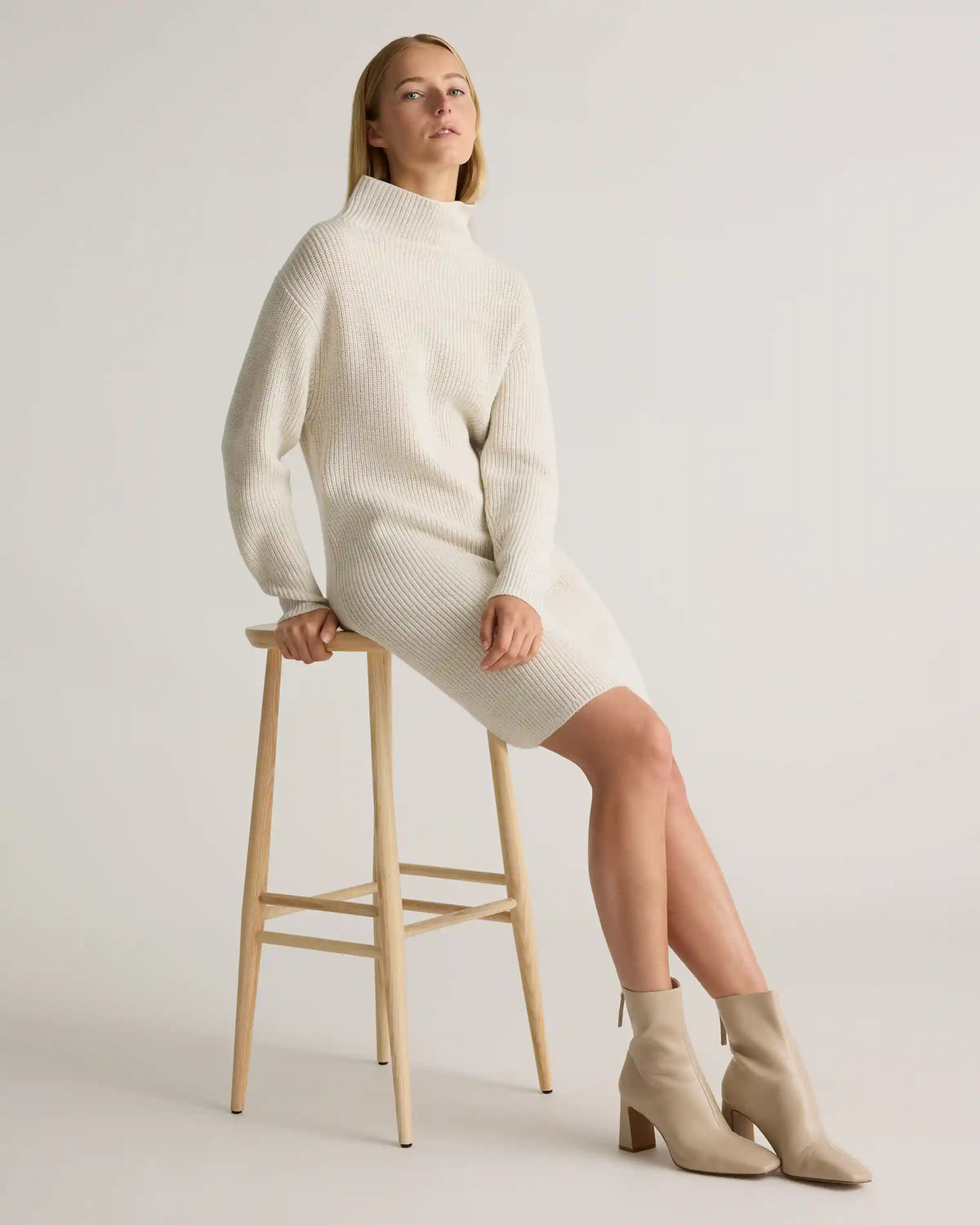 Australian Merino Wool Relaxed Turtleneck Sweater Dress