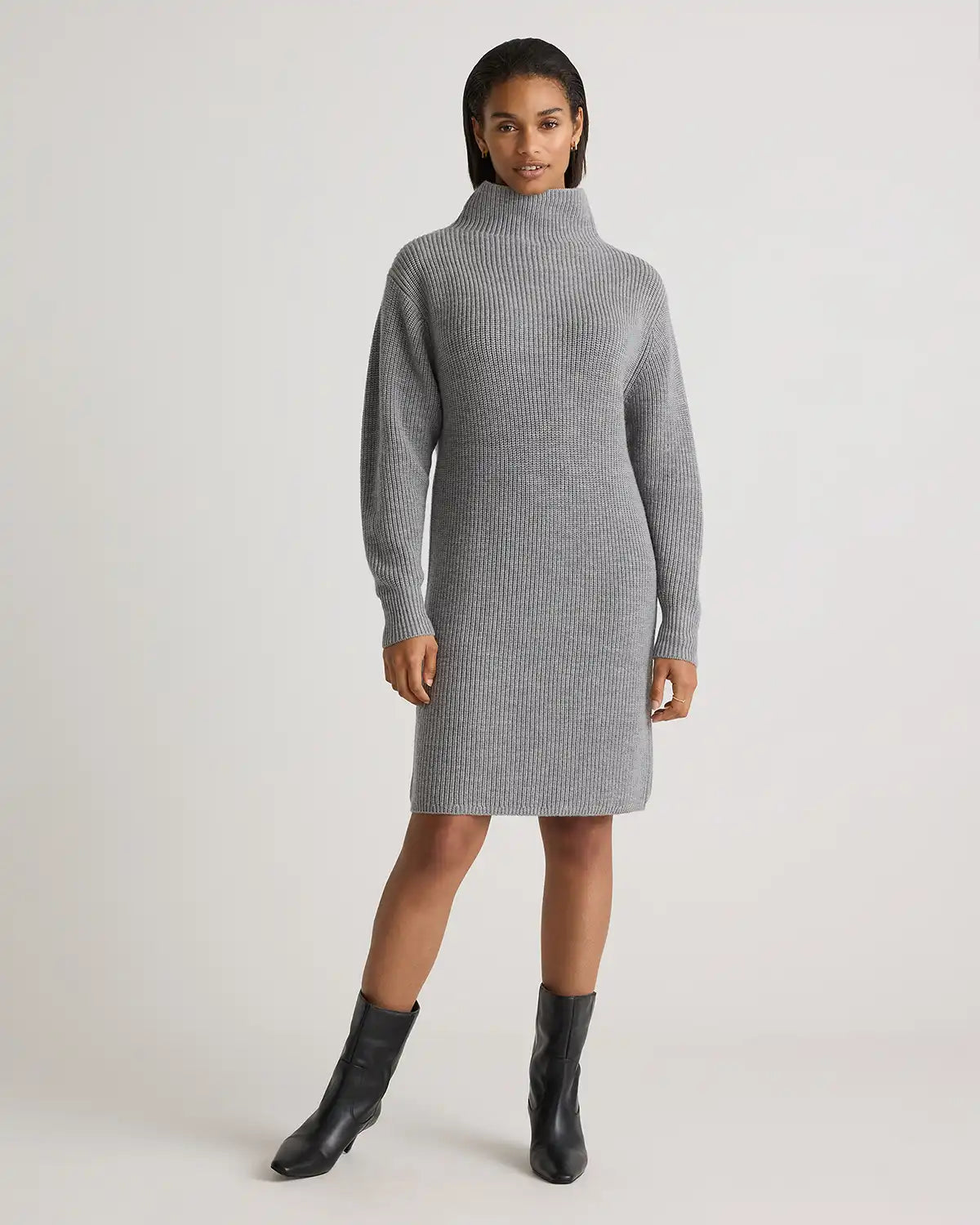 Australian Merino Wool Relaxed Turtleneck Sweater Dress