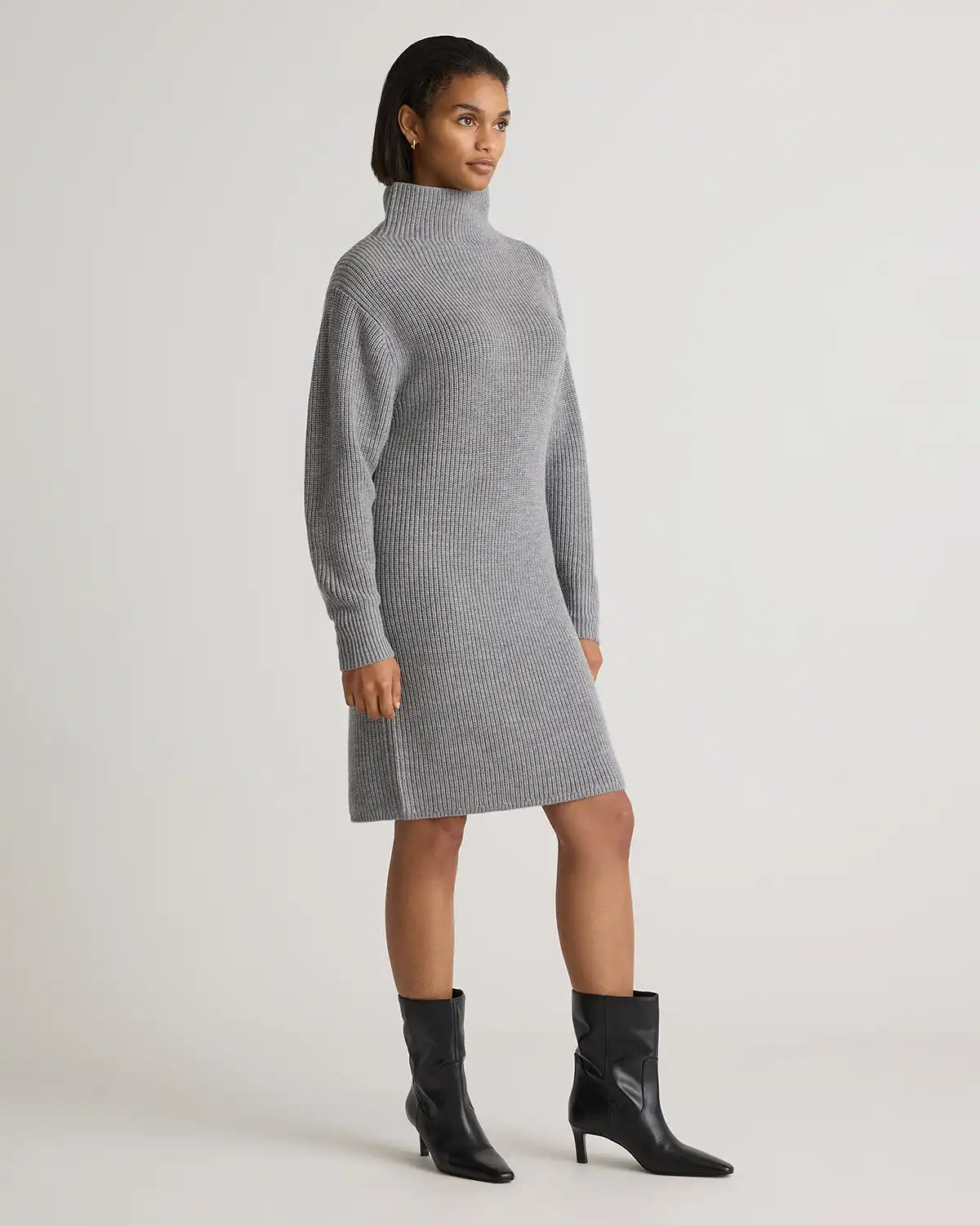 Australian Merino Wool Relaxed Turtleneck Sweater Dress