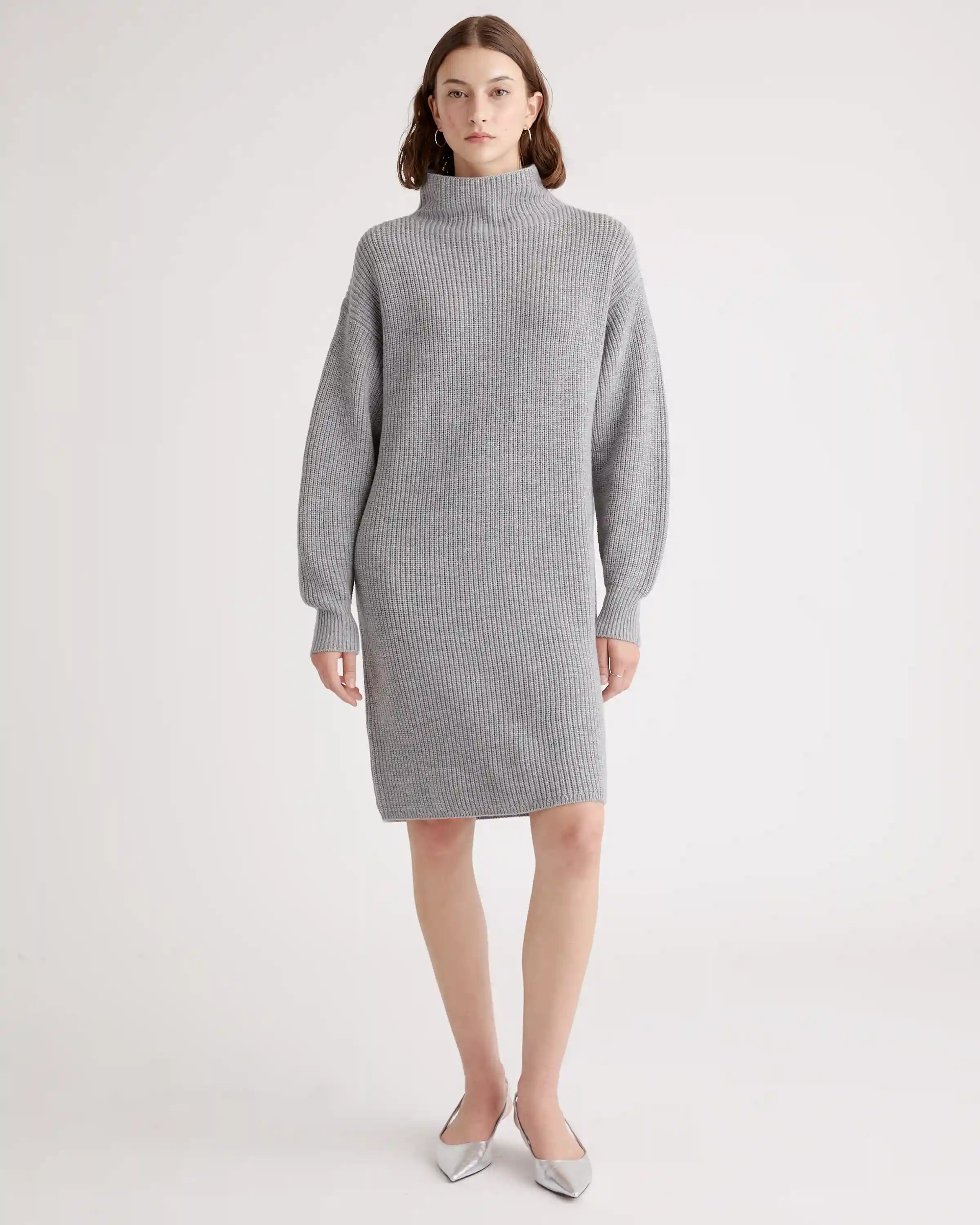 Australian Merino Wool Relaxed Turtleneck Sweater Dress