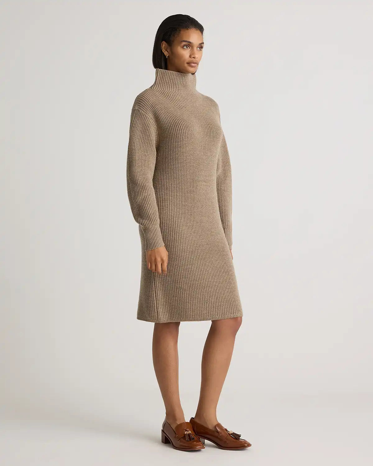 Australian Merino Wool Relaxed Turtleneck Sweater Dress