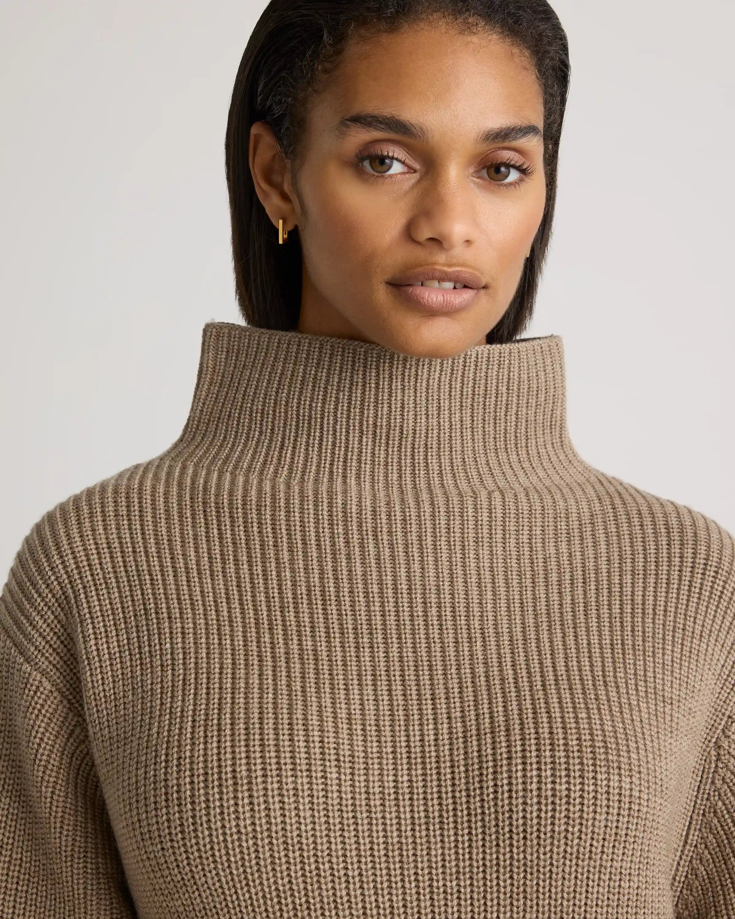 Australian Merino Wool Relaxed Turtleneck Sweater Dress