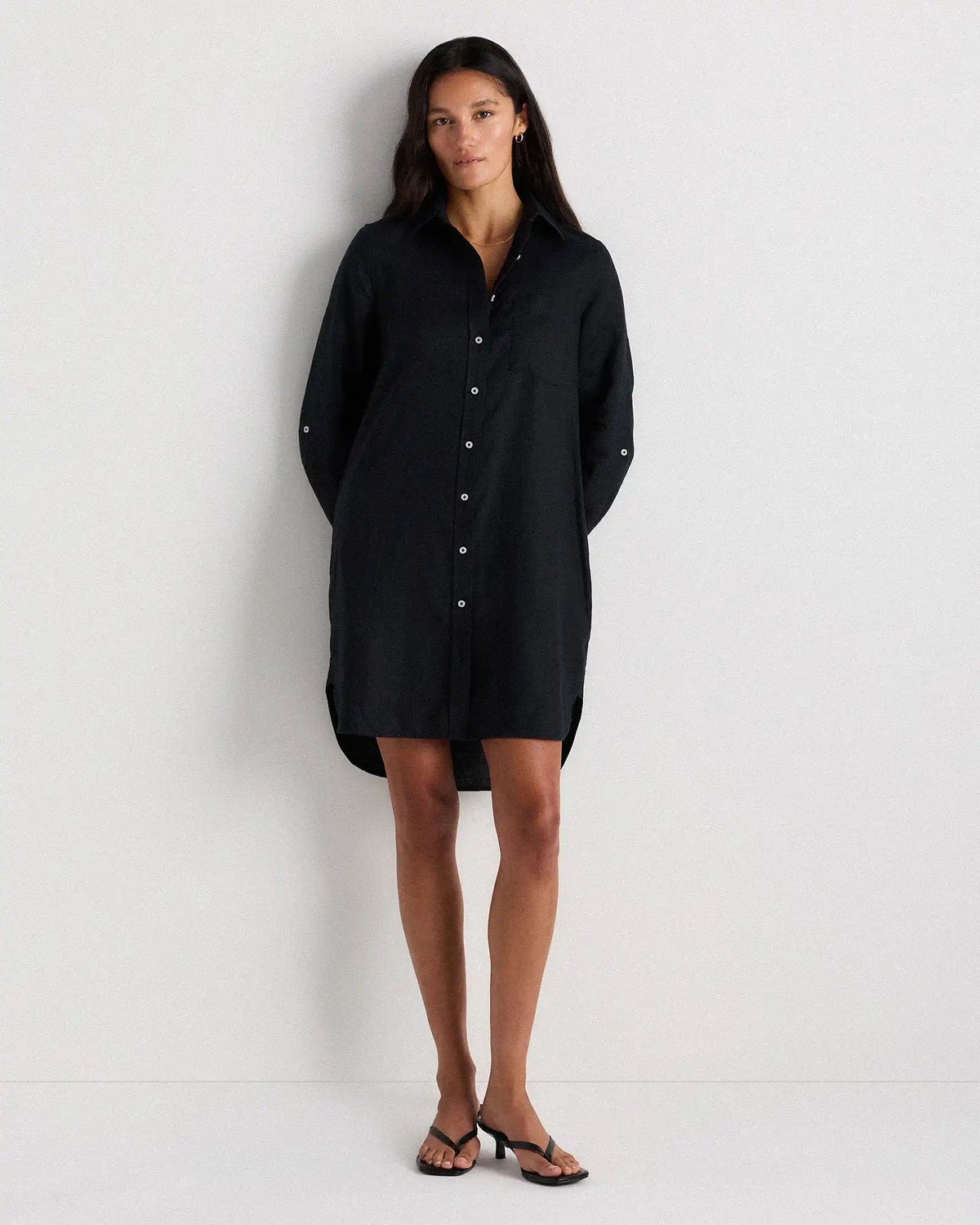 100% European Linen Shirt Dress