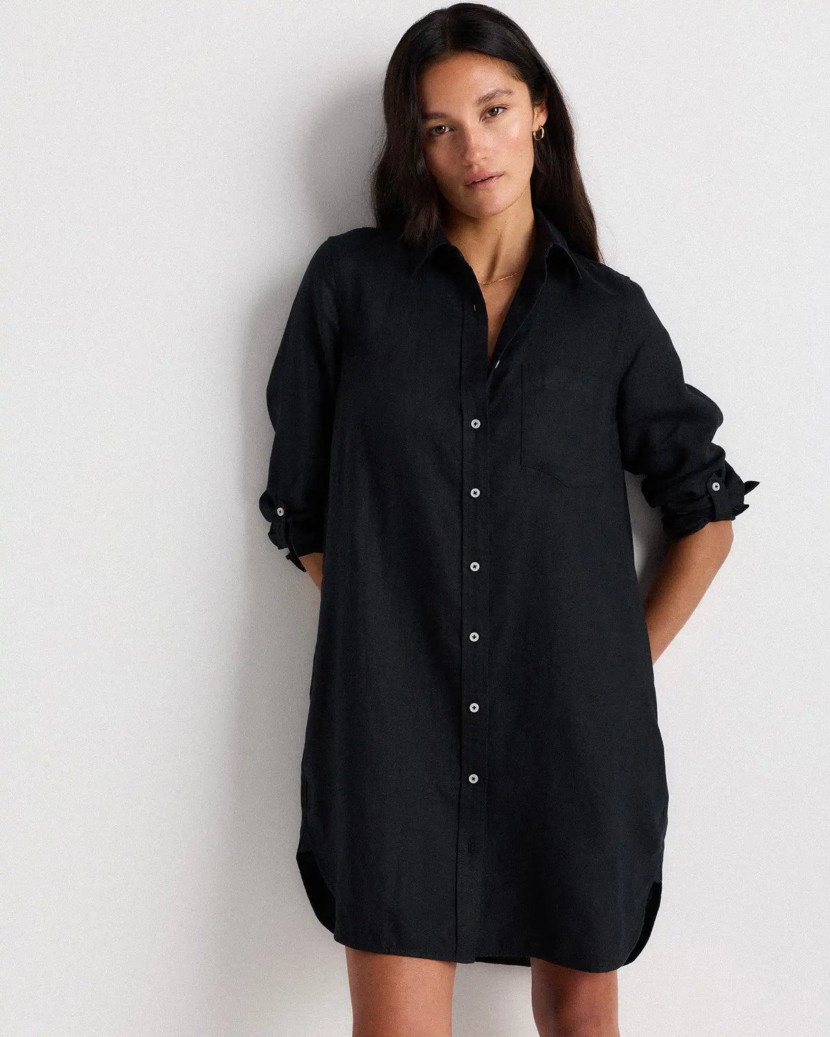 100% European Linen Shirt Dress