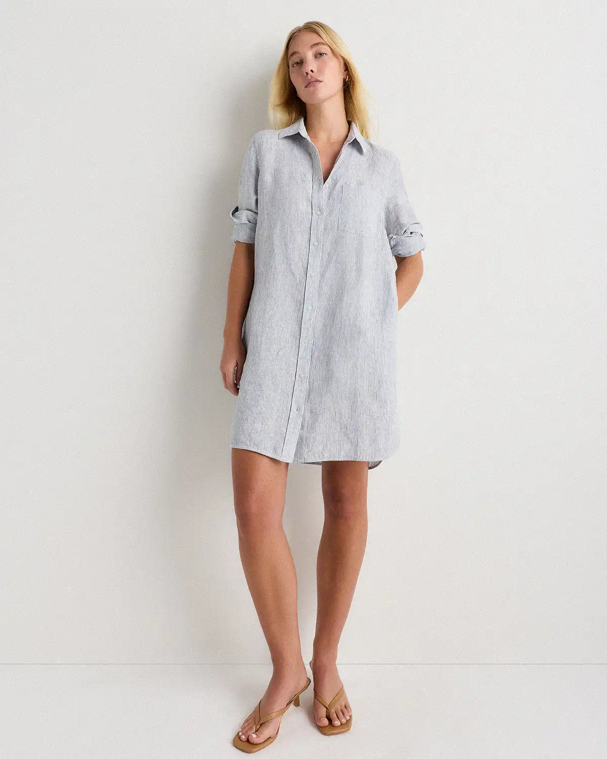 100% European Linen Shirt Dress