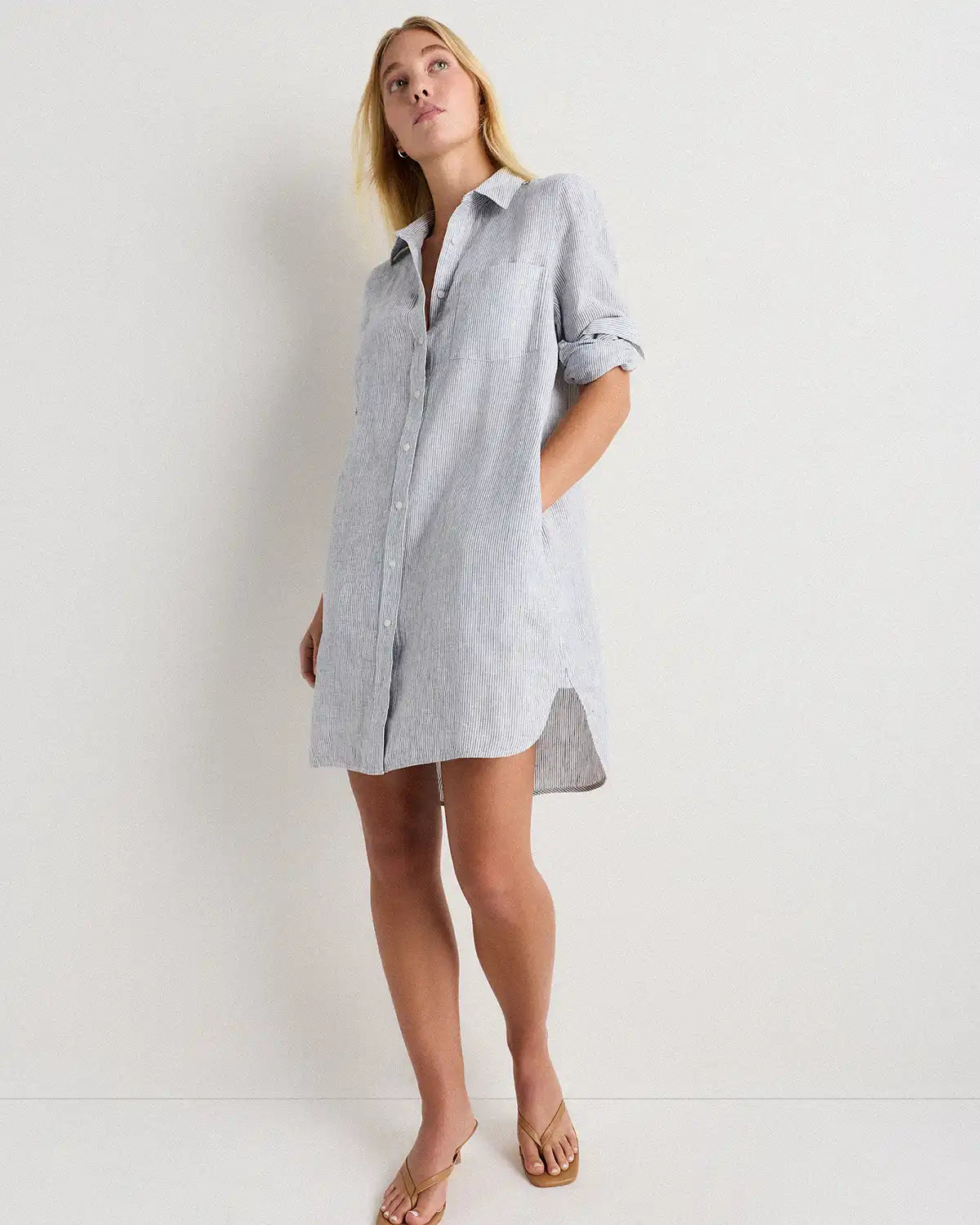 100% European Linen Shirt Dress