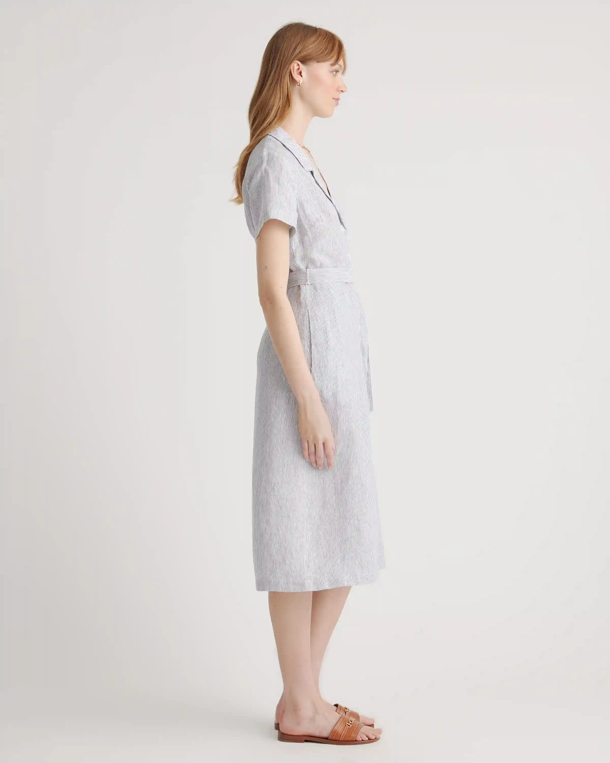 100% European Linen Button Front Dress