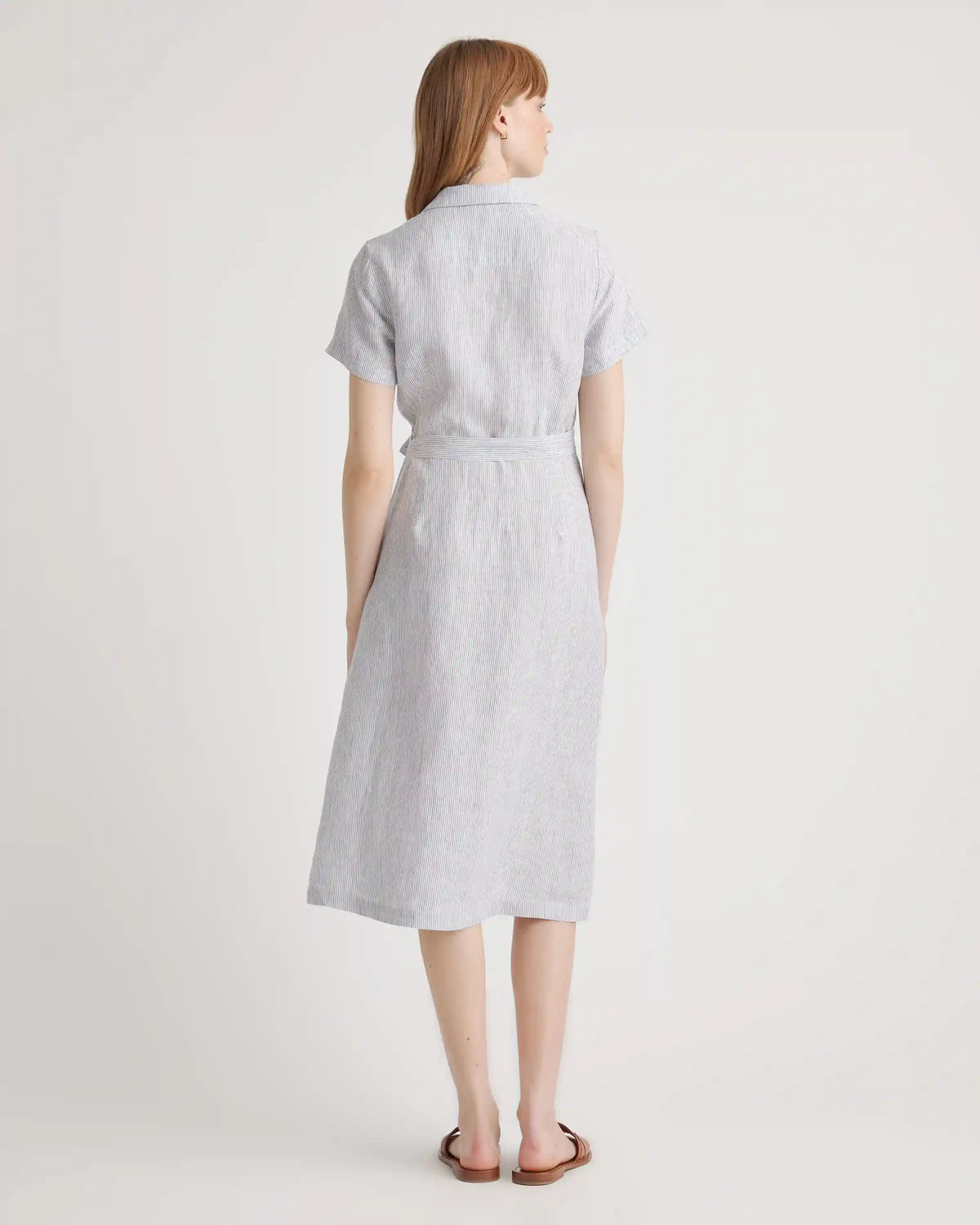 100% European Linen Button Front Dress