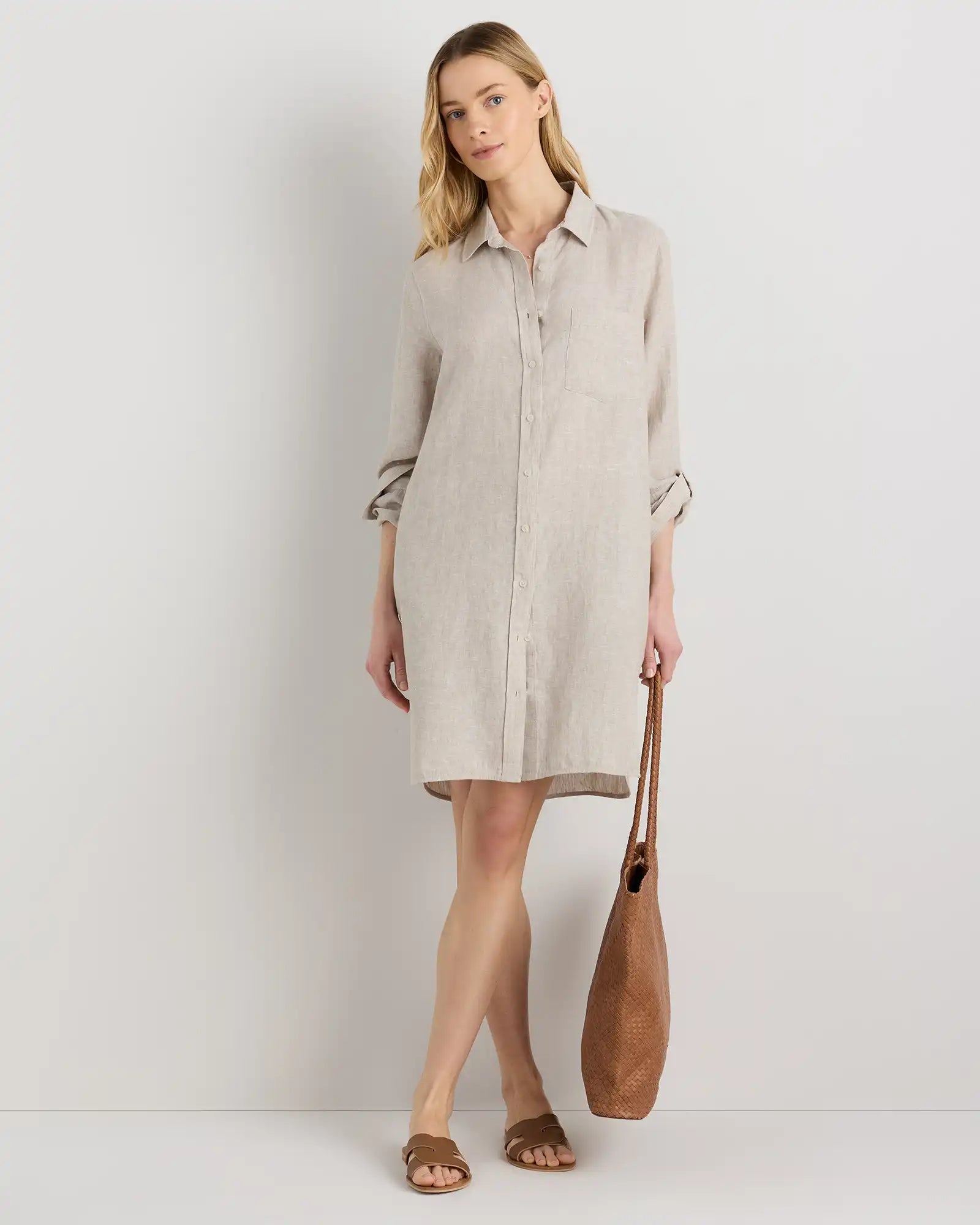100% European Linen Shirt Dress