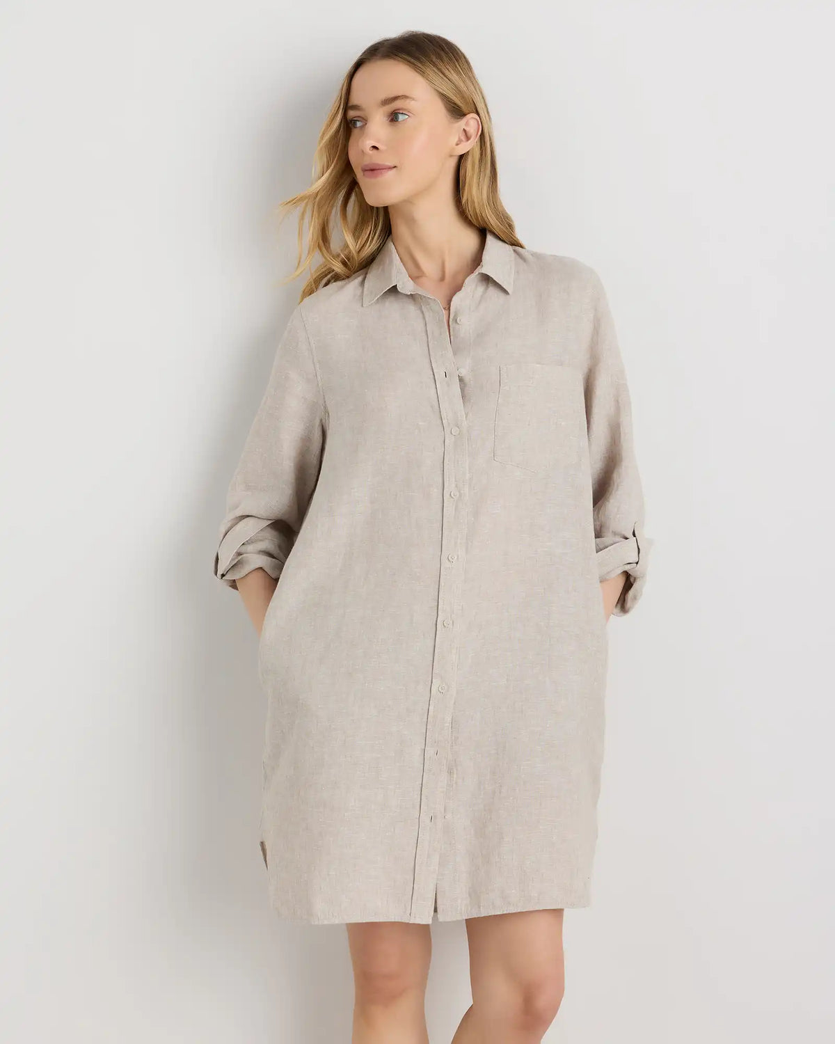 100% European Linen Shirt Dress