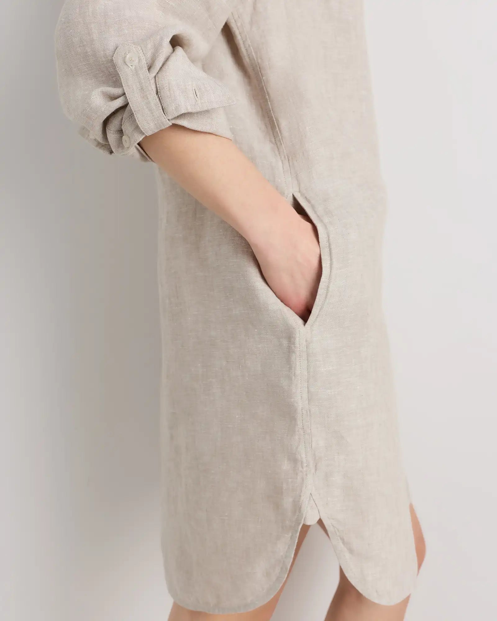100% European Linen Shirt Dress
